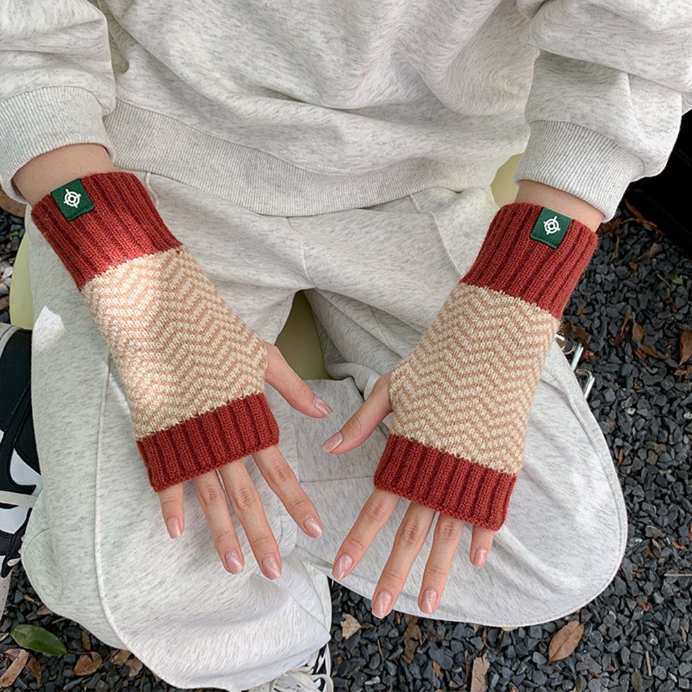 Dunkelrot Touchscreen ManKle Strickhandschuhe Handschuhe,Damen Thermisch Fingerlose Strick handschuhe