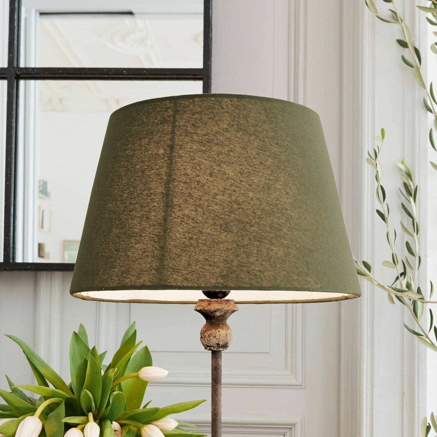 Mirabeau Tischleuchte Tischlampe Karlora grün/antikbraun