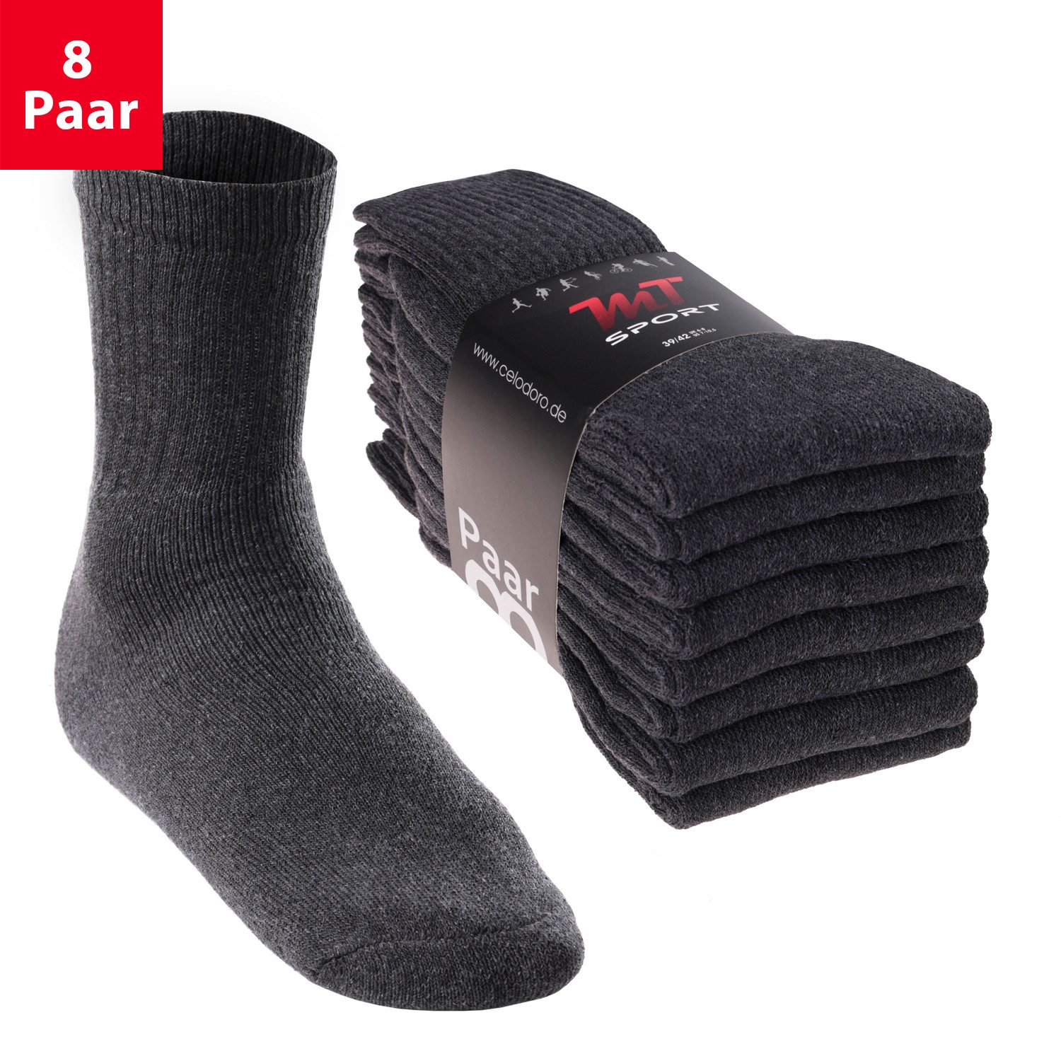 MT Tennissocken 8 Paar, 16 Paar Tennissocken für Damen & Herren (8-Paar)