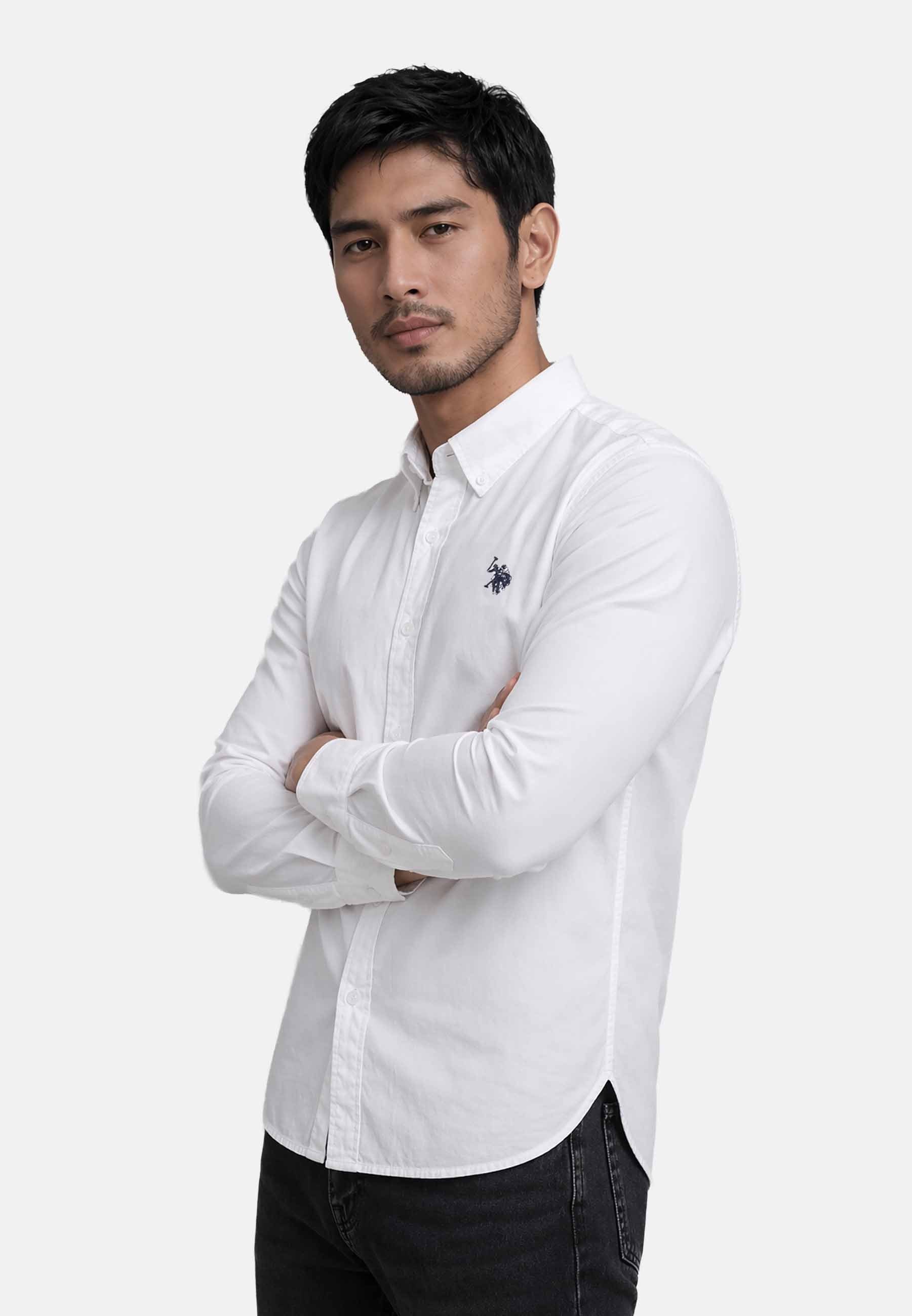 U.S. Polo Assn. Langarmhemd USDeclaan Herren Baumwolle – Langarmhemd mit Button-Down-Kragen Klassisches Baumwollhemd mit Knopfleiste und Logostickerei