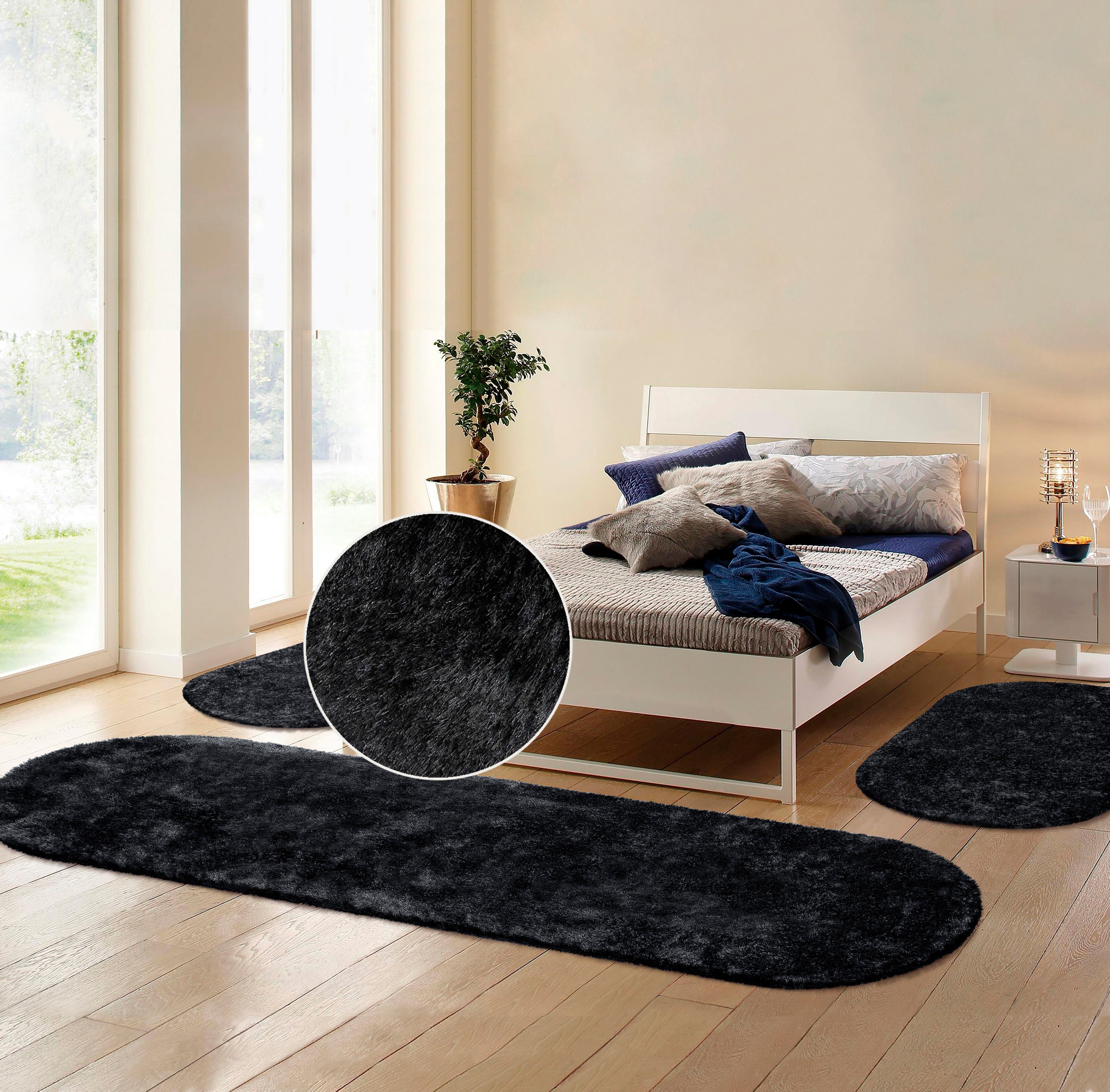 Bruno Banani Hochflor-Bettumrandung Dana Teppich, Kundenliebling, günstig online kaufen