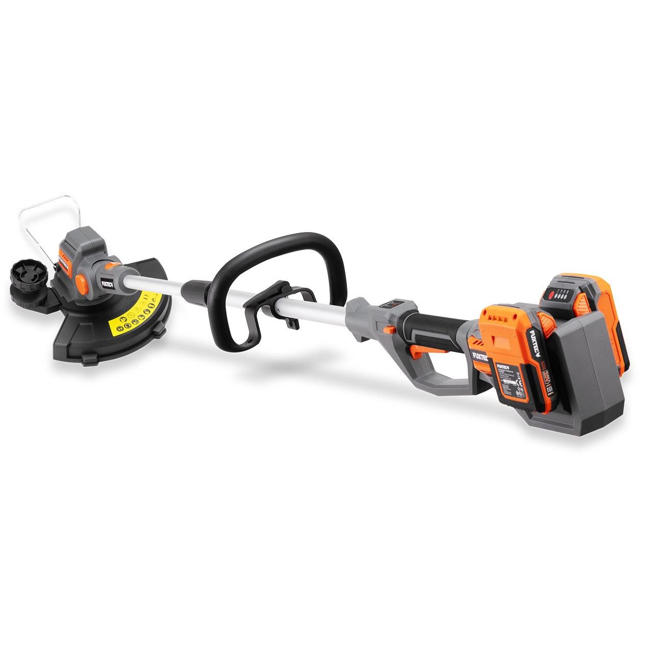 FUXTEC Akku-Motorsense FX-E2RTSET, 30 cm Arbeitsbreite Messer, 2x20V Akku-System, Teleskopstiel, Rasentrimmer und Kantenschneider
