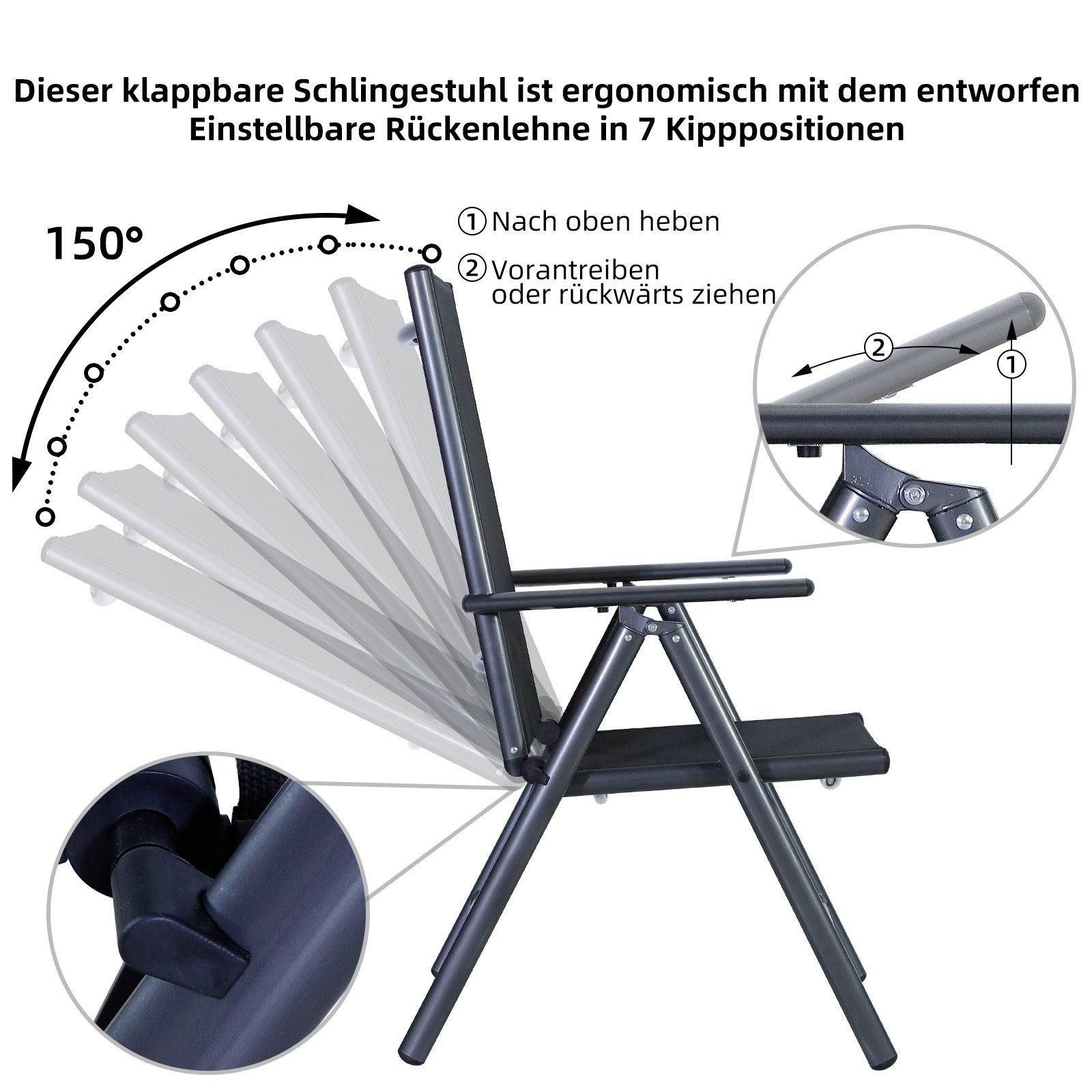 CCLIFE Klappstuhl Gartenstühle Balkonstühle Alu Gartenstuhl günstig online kaufen