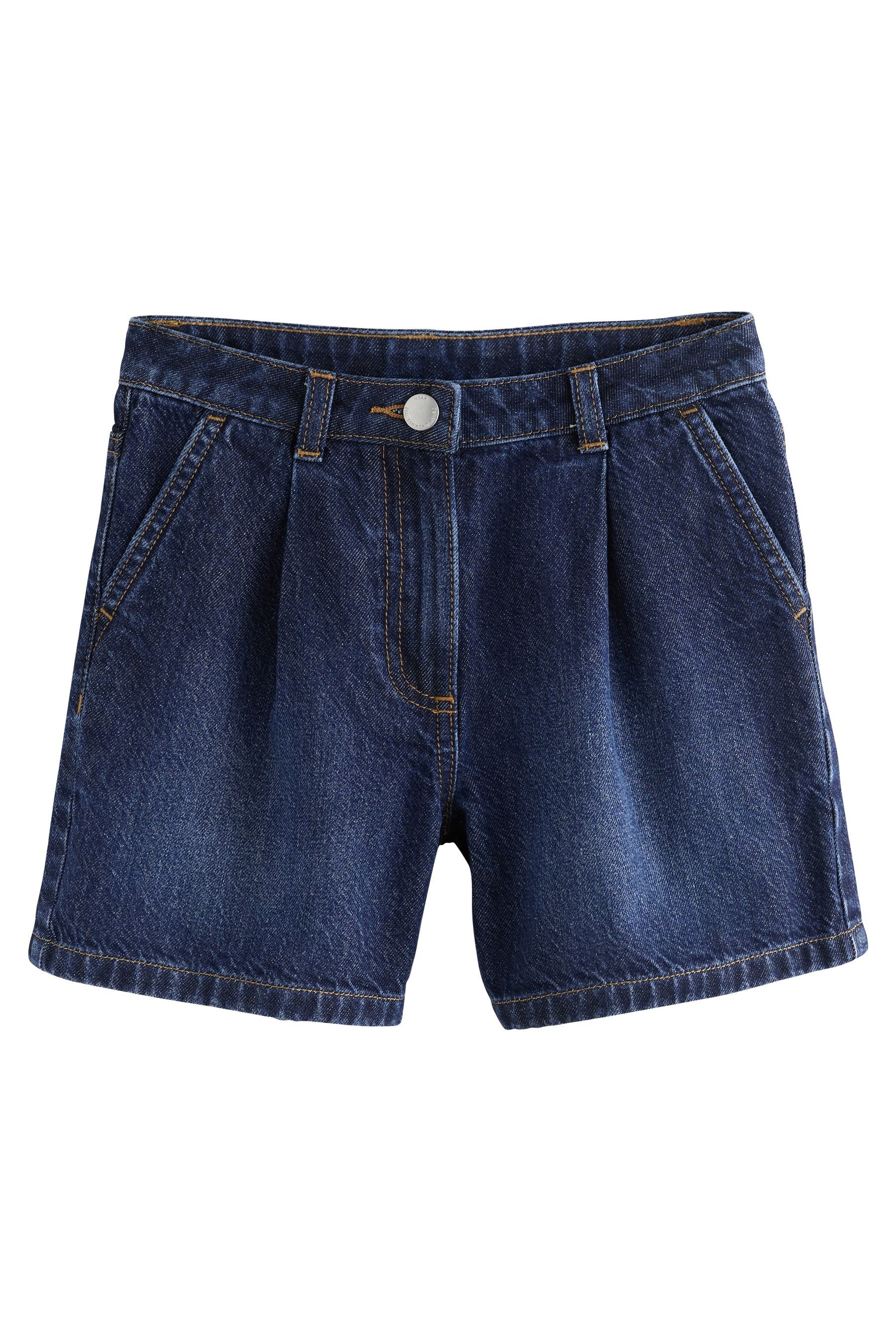 Next Jeansshorts Relaxed Fit Denim-Shorts mit Bundfalten (1-tlg)