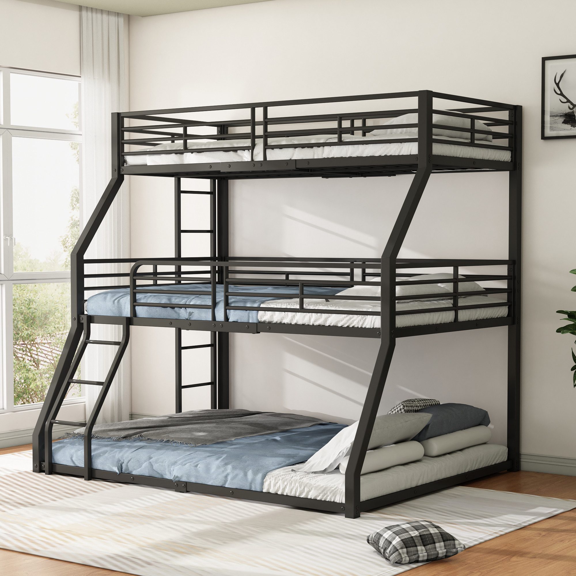 Flieks Etagenbett, Dreierbett Metallbett Kinderbett 90x200cm+120x200cm+140x günstig online kaufen