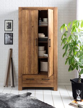 dynamic24 Garderobenschrank Garderobenschrank BANDA Teak natur