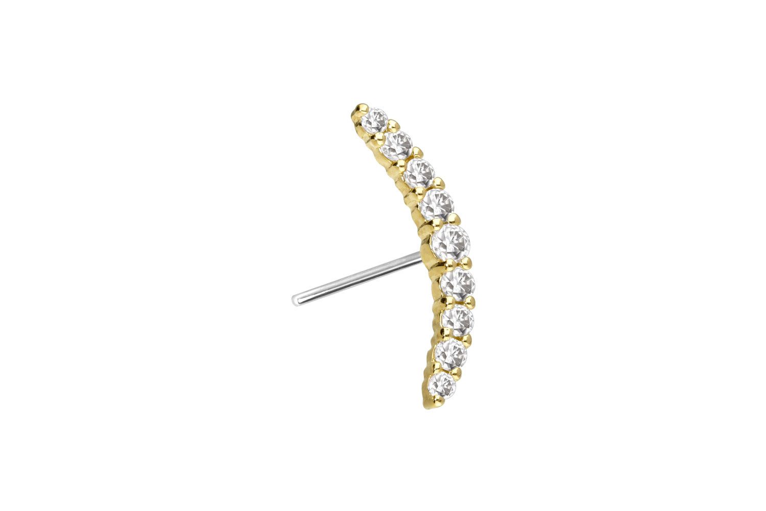Piercing-Set 14 Karat Gold Aufsatz mit Titan Push Pin MOISSANIT-BOGEN