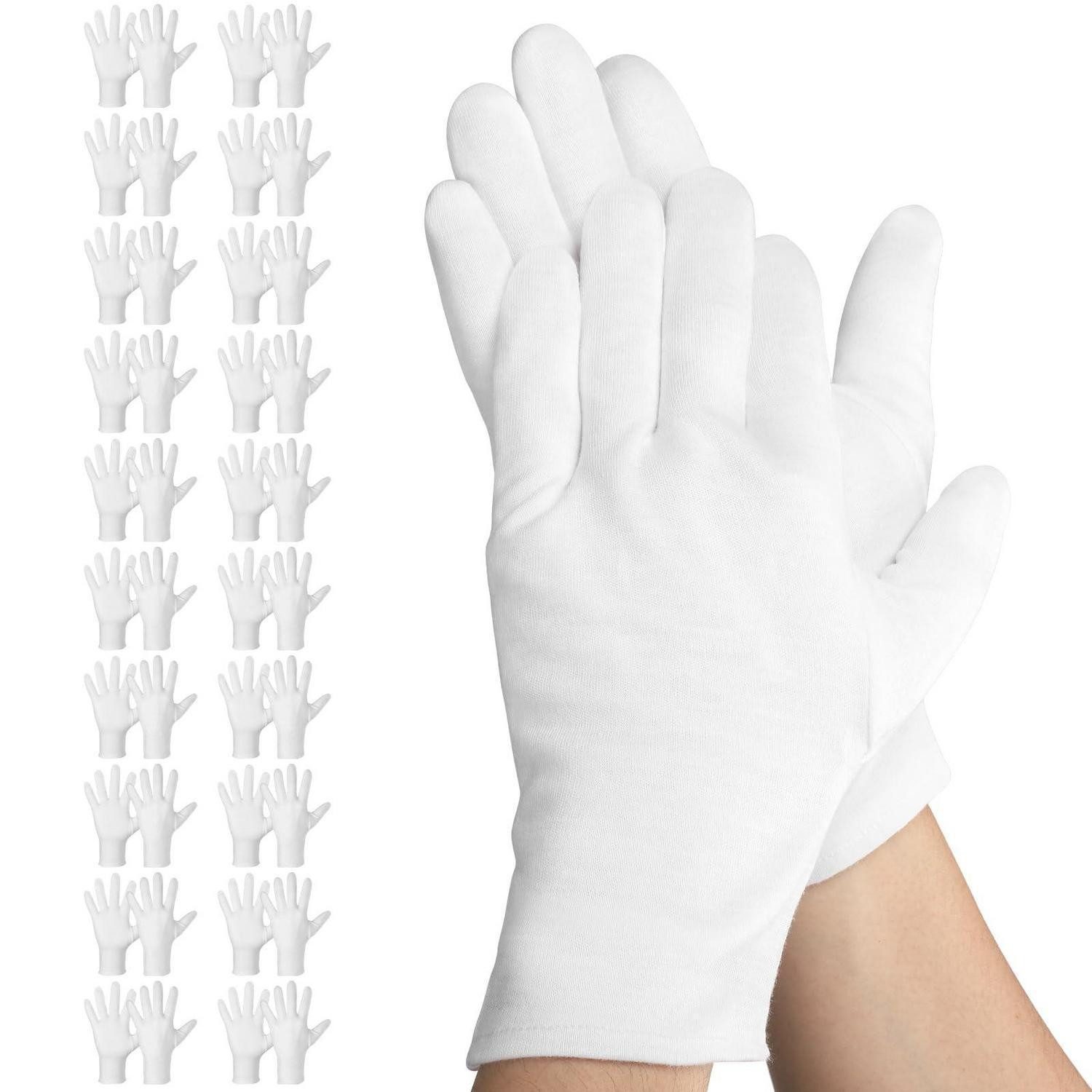 LuxusKollektion Baumwollhandschuhe Handschuhe Baumwolle L 25cm Weiß 20 Paar (20-St)
