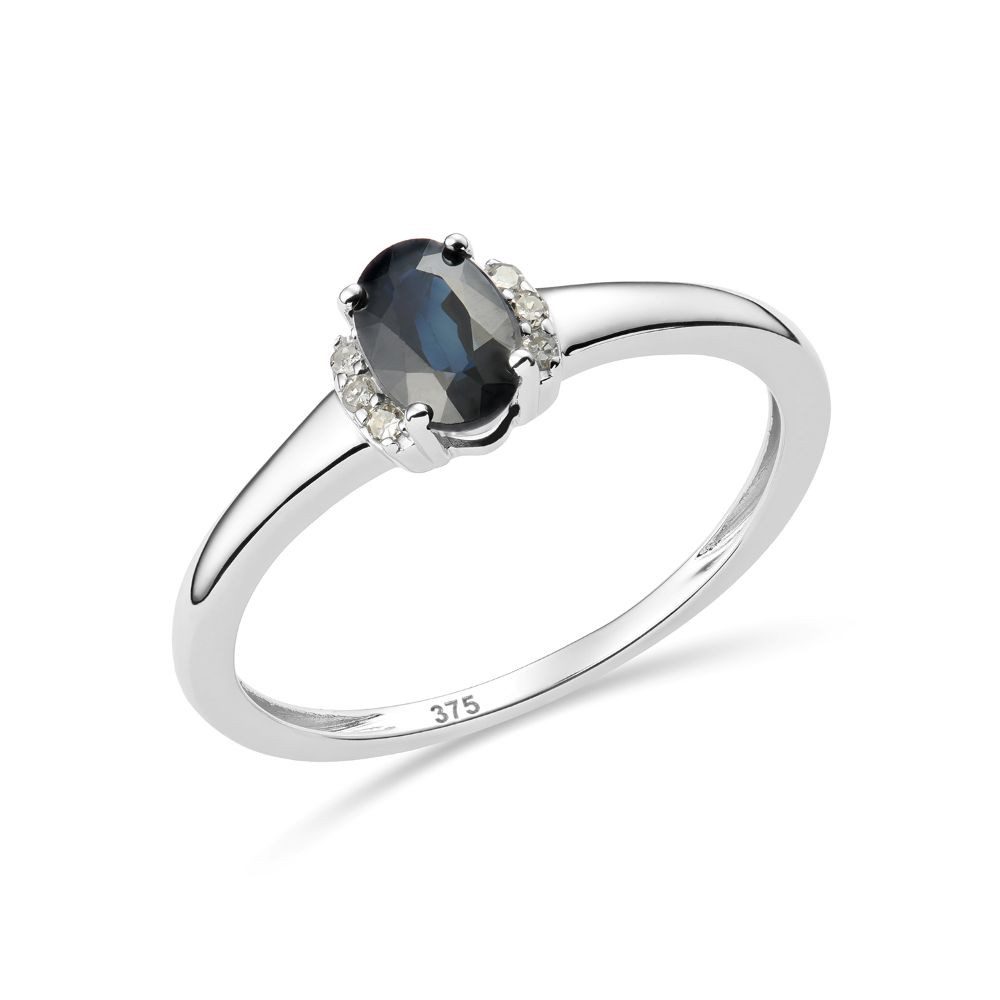 Miore Goldring für Damen in 9K (375) Gelbgold oder Weißgold mit Rubin oder Saphir, mit 6 natürlichen Diamanten 0,03 ct