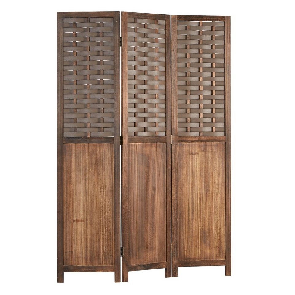 Homestyle4u Paravent »Paravent Raumteiler 3 teilig Holz Trennwand Rattan«