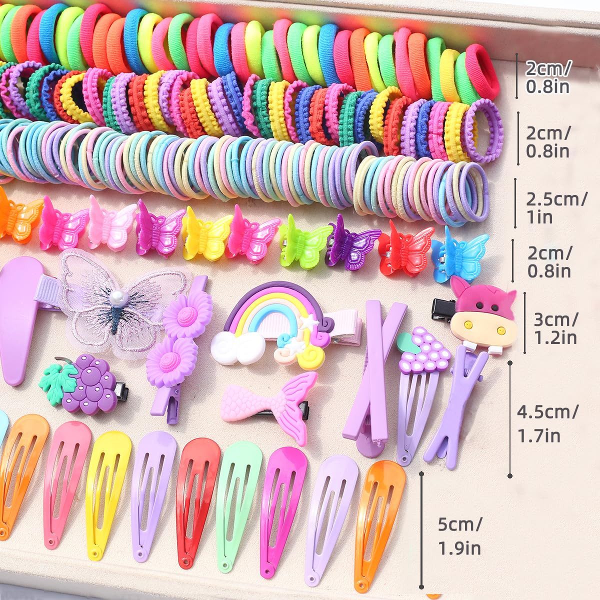 Coonoor Haargummi 844-teiliges Haar-Zubehör-Set für Mädchen, Nylon-Haargummis, elastischer Pferdeschwanz-Halter, Gummiband