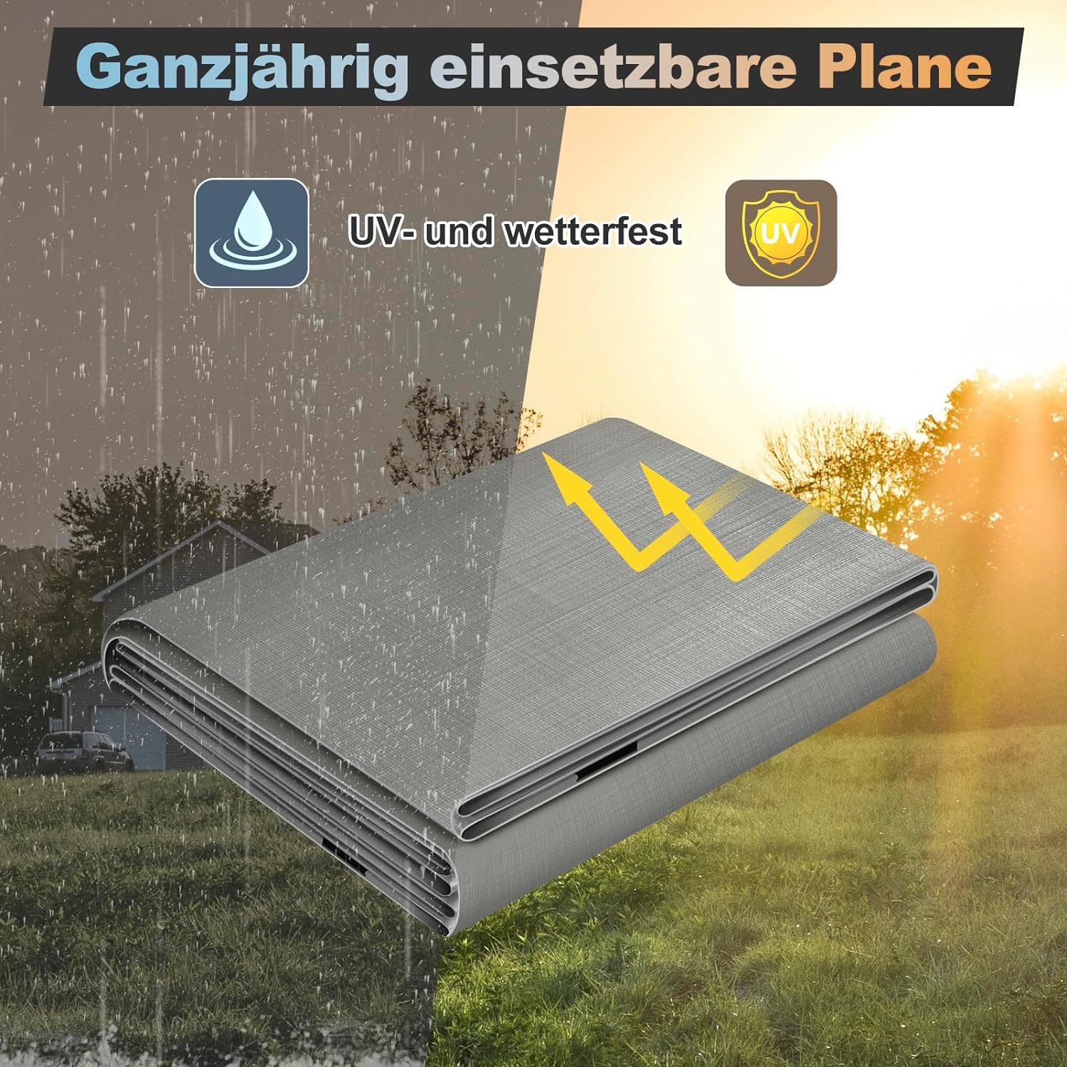 Woltu Schutzplane (1-St), wasserdicht, 180 g/m² PE Gewebeplane mit Ösen, reißfest