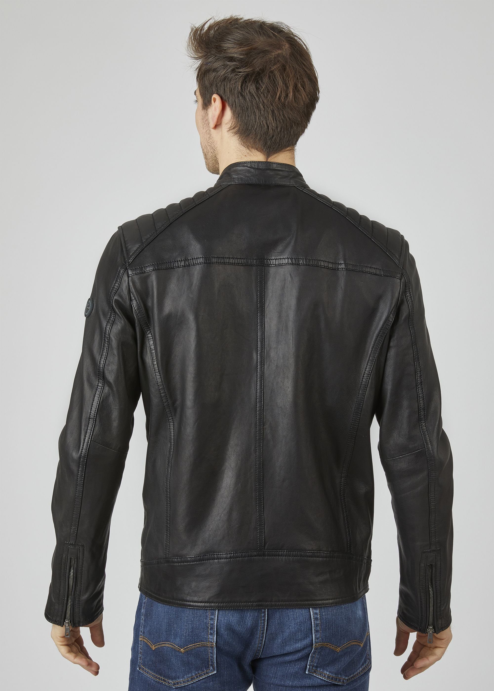 bugatti Lederjacke BUAPOLLO (1-St) mit Schultersteppung und Reißverschlüssen