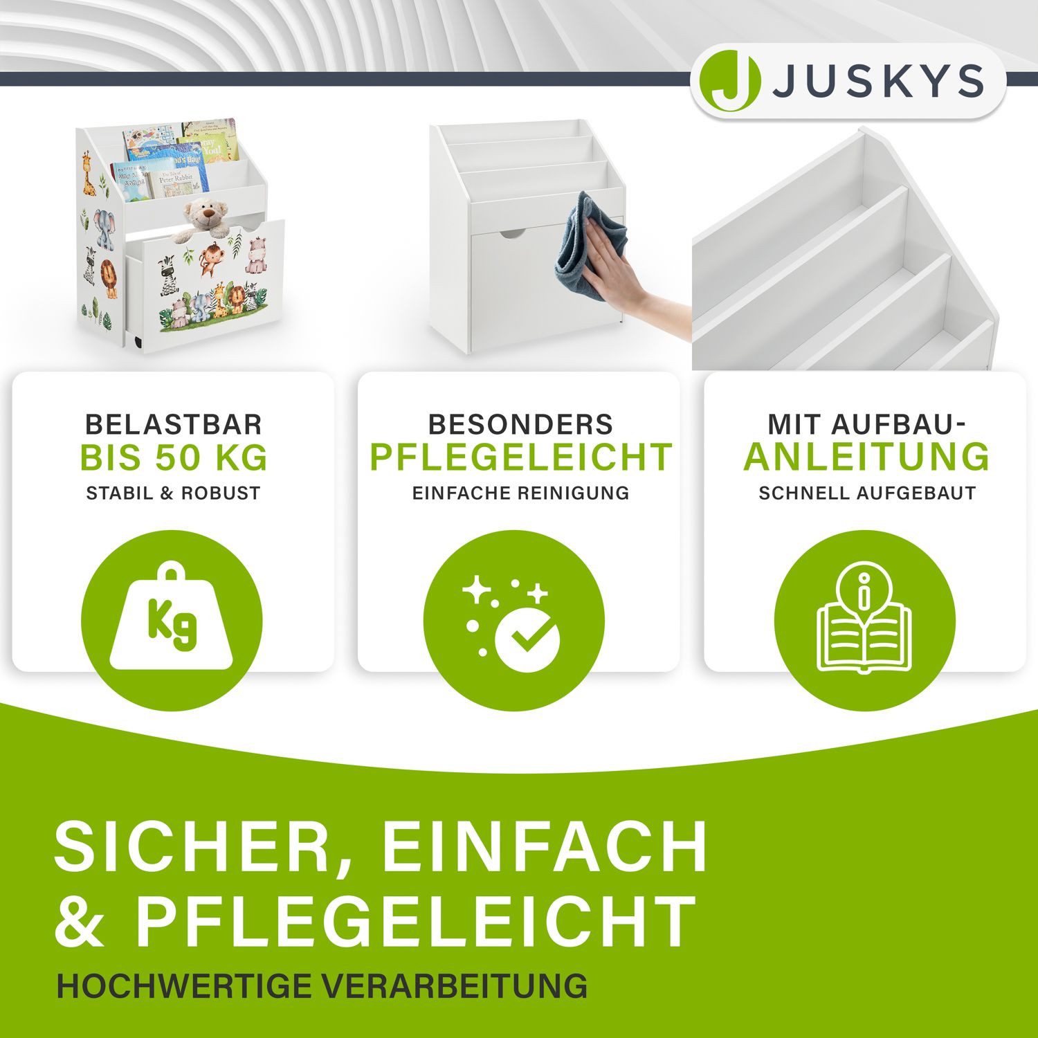Juskys Bücherregal Kinder Bücherregal, 3 Fächer, Spielzeugkiste, kindgerech günstig online kaufen