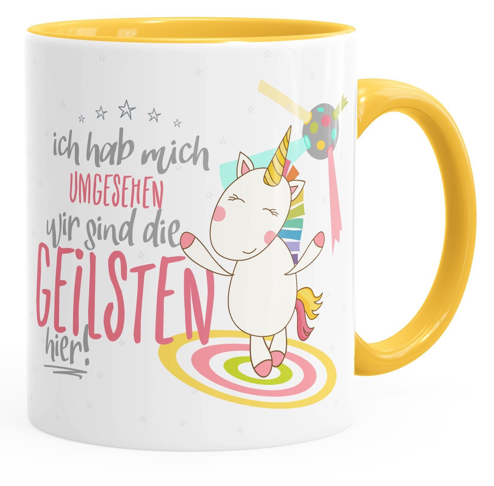 MoonWorks Tasse Kaffee-Tasse tanzendes Einhorn Ich hab mich umgesehen wir sind die, Keramik