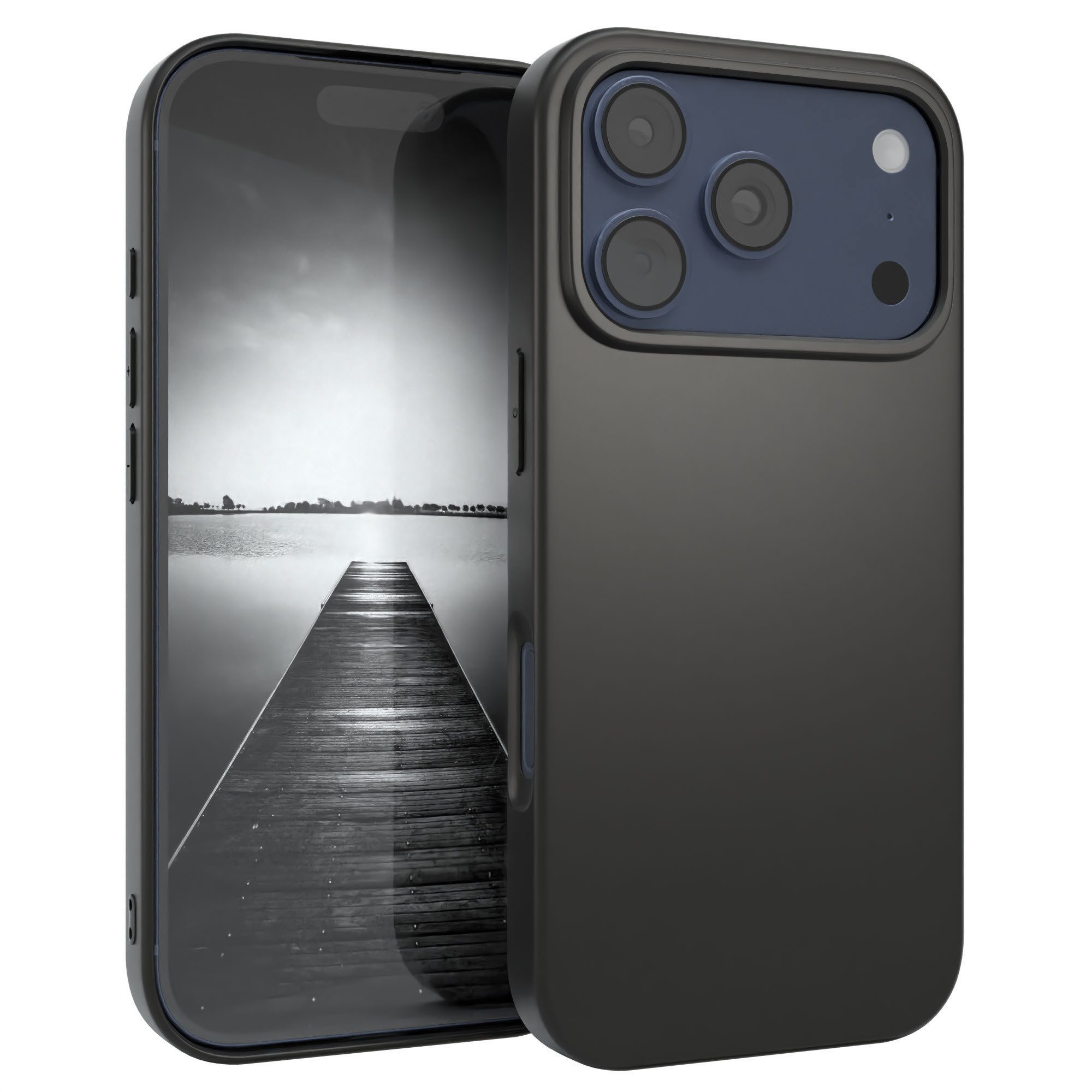 EAZY CASE Handyhülle Slimcover aus Silikon Solid Schwarz für Apple iPhone 17 Serie 6,3 Zoll, Cover für Apple iPhone 17 Pro in Schwarz Handyhülle Slim Solid Case