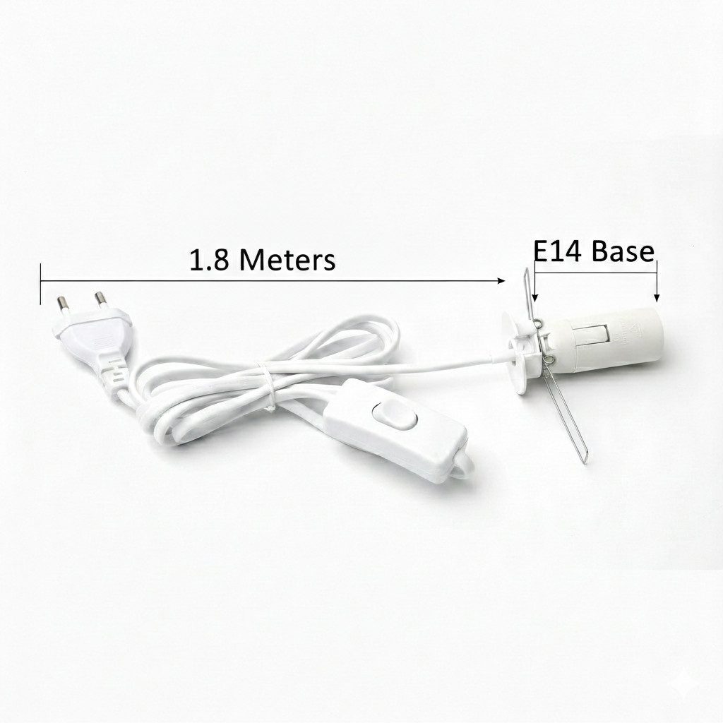Landster Lampenfassung E14 Ersatzkabel für Salzlampe mit Schalter 1,8 M, Passend für LED oder Glühbirne