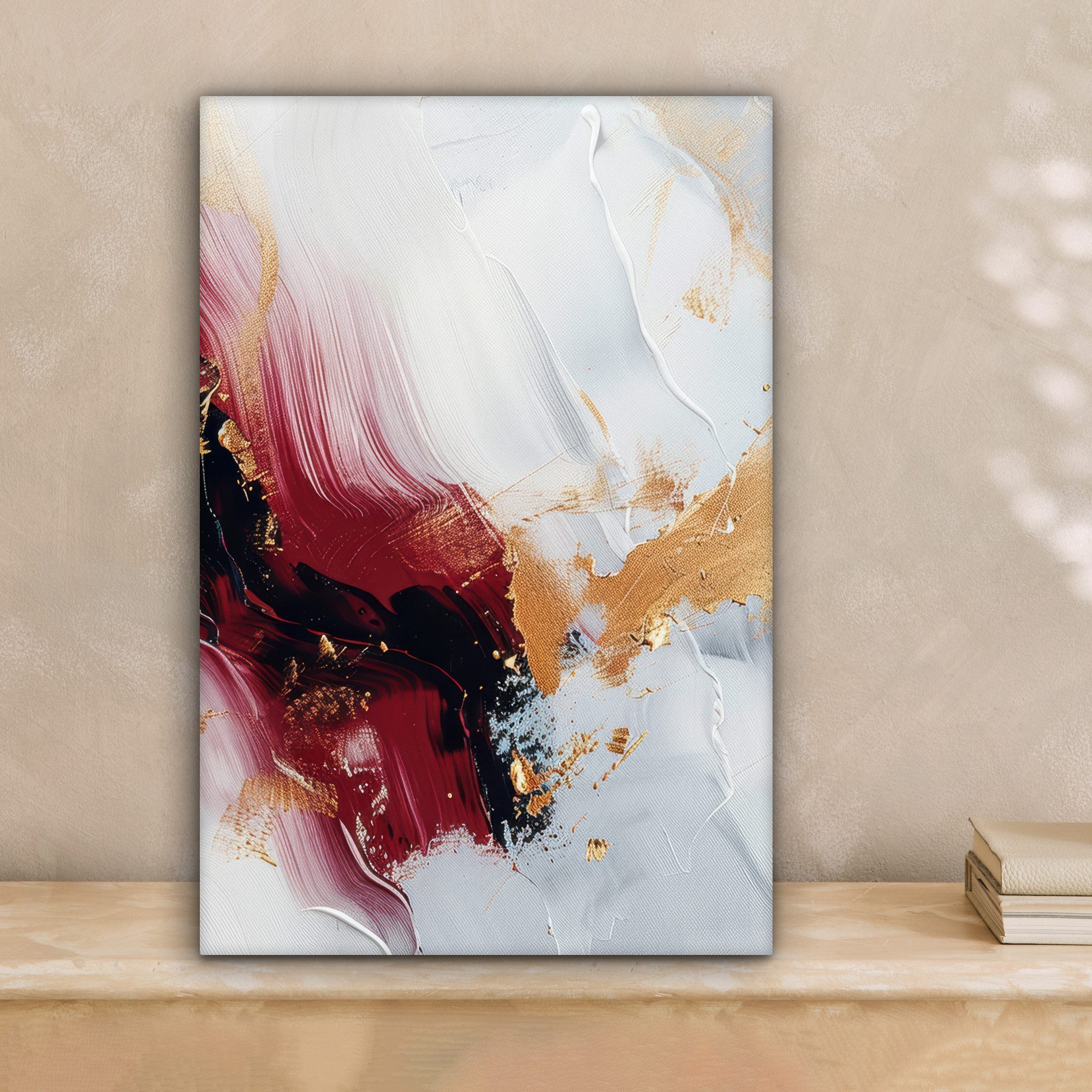 OneMillionCanvasses® Leinwandbild Rot - Abstrakt - Gold - Modern, Fotodruck günstig online kaufen
