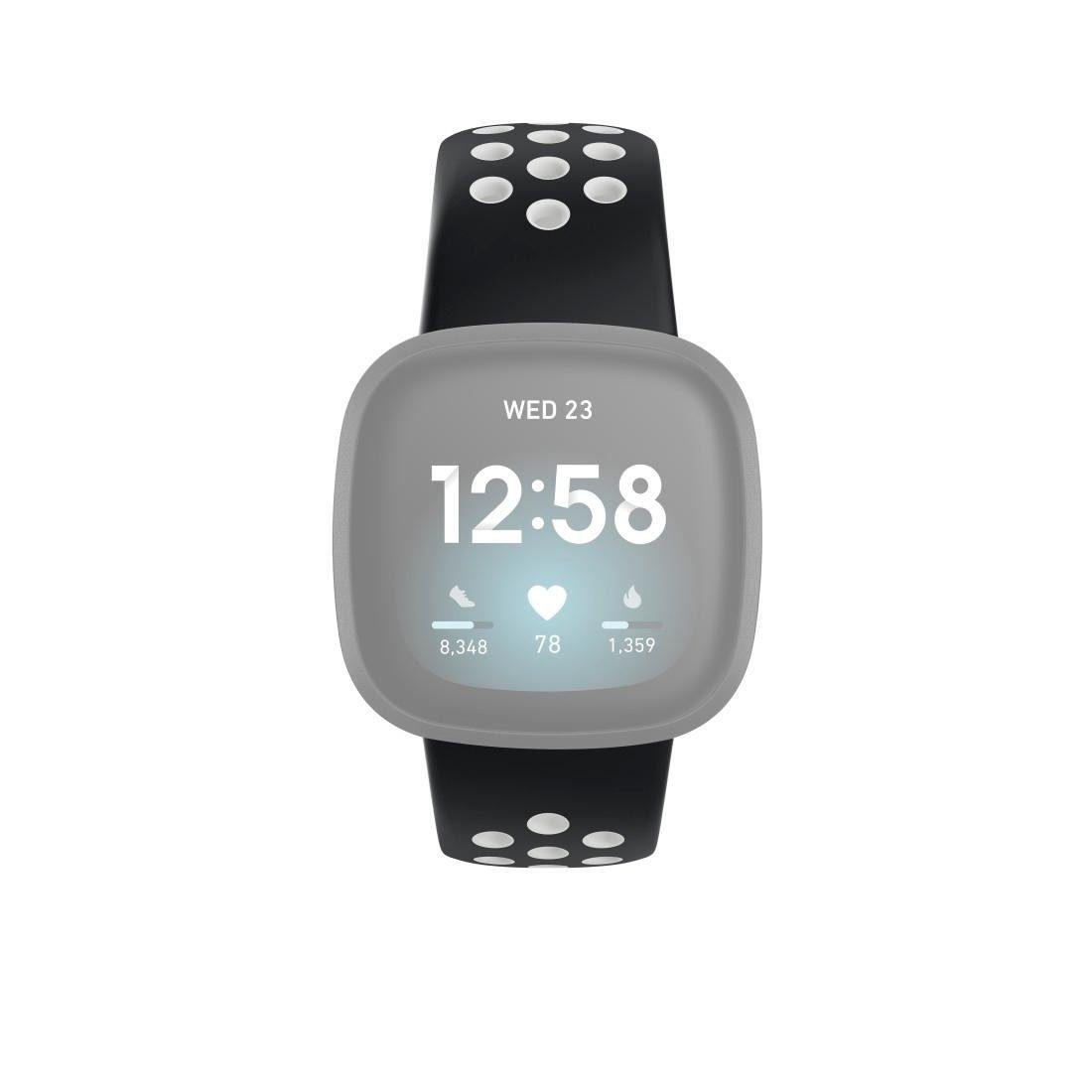 Hama Smartwatch-Armband 3/4/Sense für Fitbit 22 schwarz Ersatzarmband (2), cm/21 Versa cm Silikon