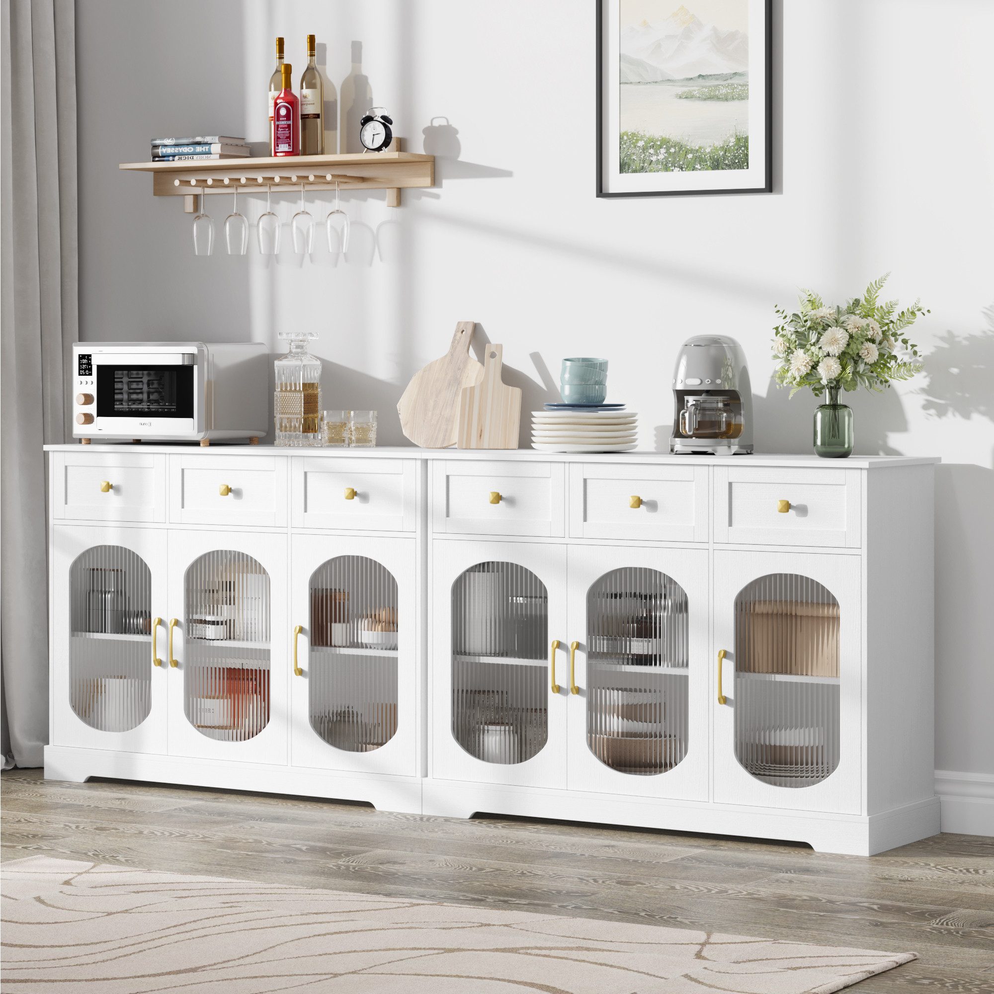 Homfa Sideboard 120cm Wohnimmer Küchenschrank, Buffetschrank mit 2 Schublad günstig online kaufen