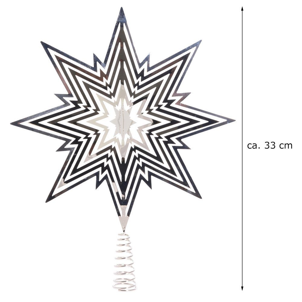RIFFELMACHER & WEINBERGER Christbaumspitze Metall Stern 33cm 17828 - Silber - Weihnachtsbaumspitze (1-tlg)