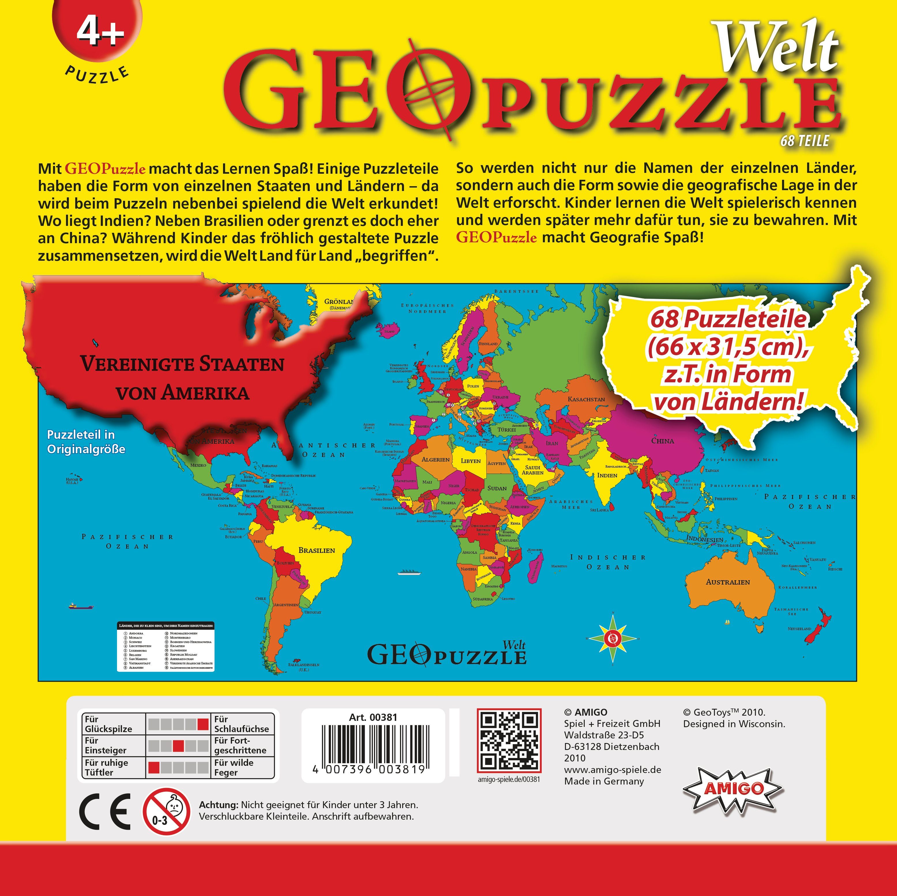 Puzzle - Welt, AMIGO Puzzleteile GeoPuzzle
