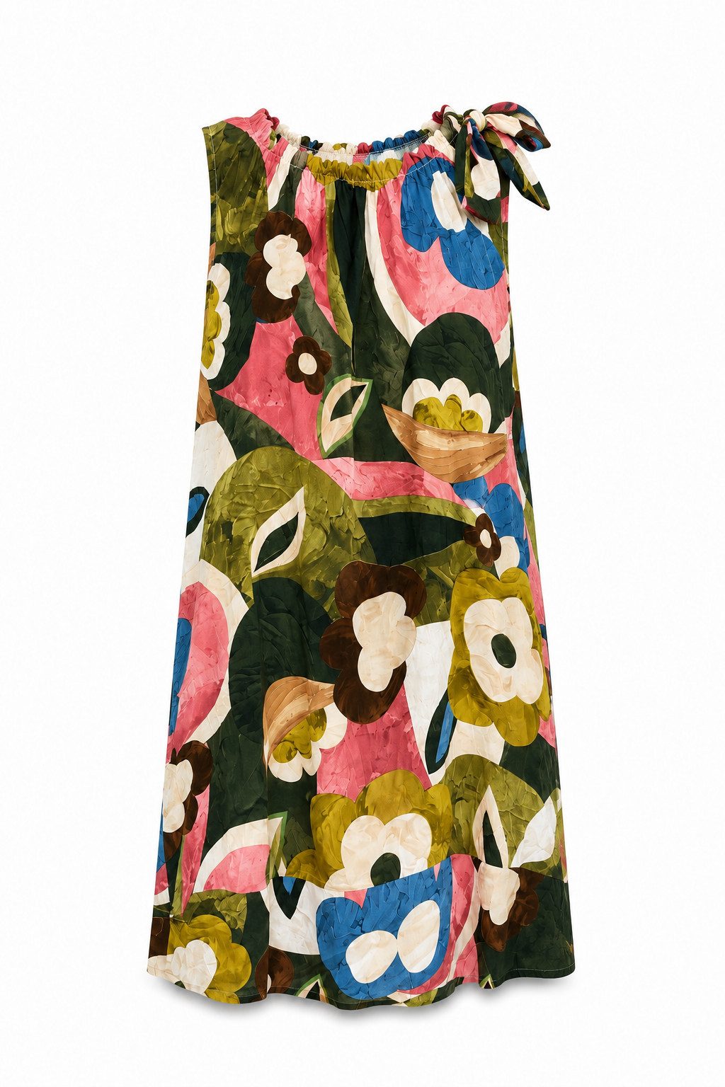 ITALY VIBES Sommerkleid - weiches Etuikleid mit abstraktem Print und Band - Damenkleid ONE SIZE - passend von Größen S bis L