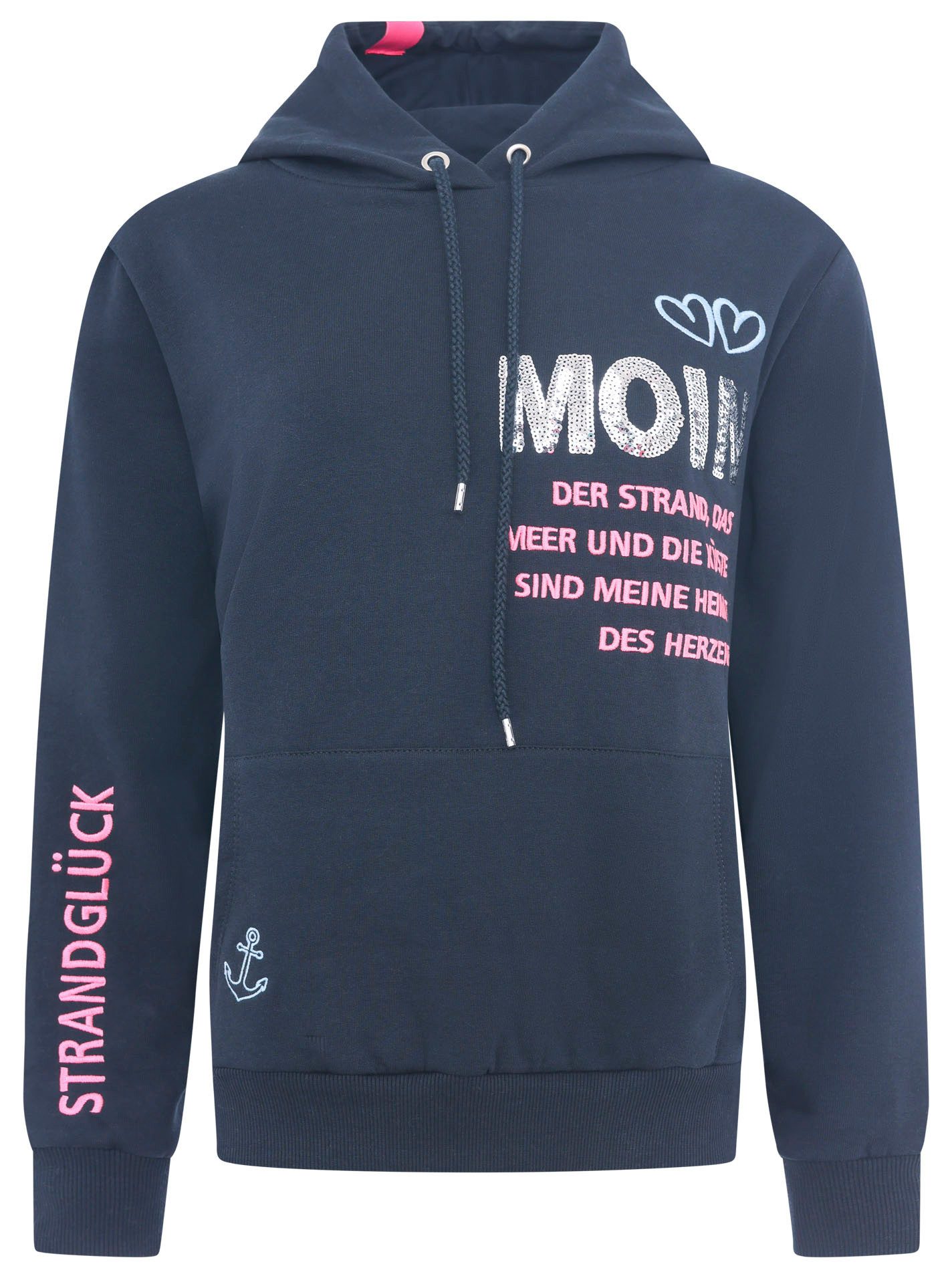 Zwillingsherz Hoodie "Moin Strandglück" Fronttaschen, innen günstig online kaufen