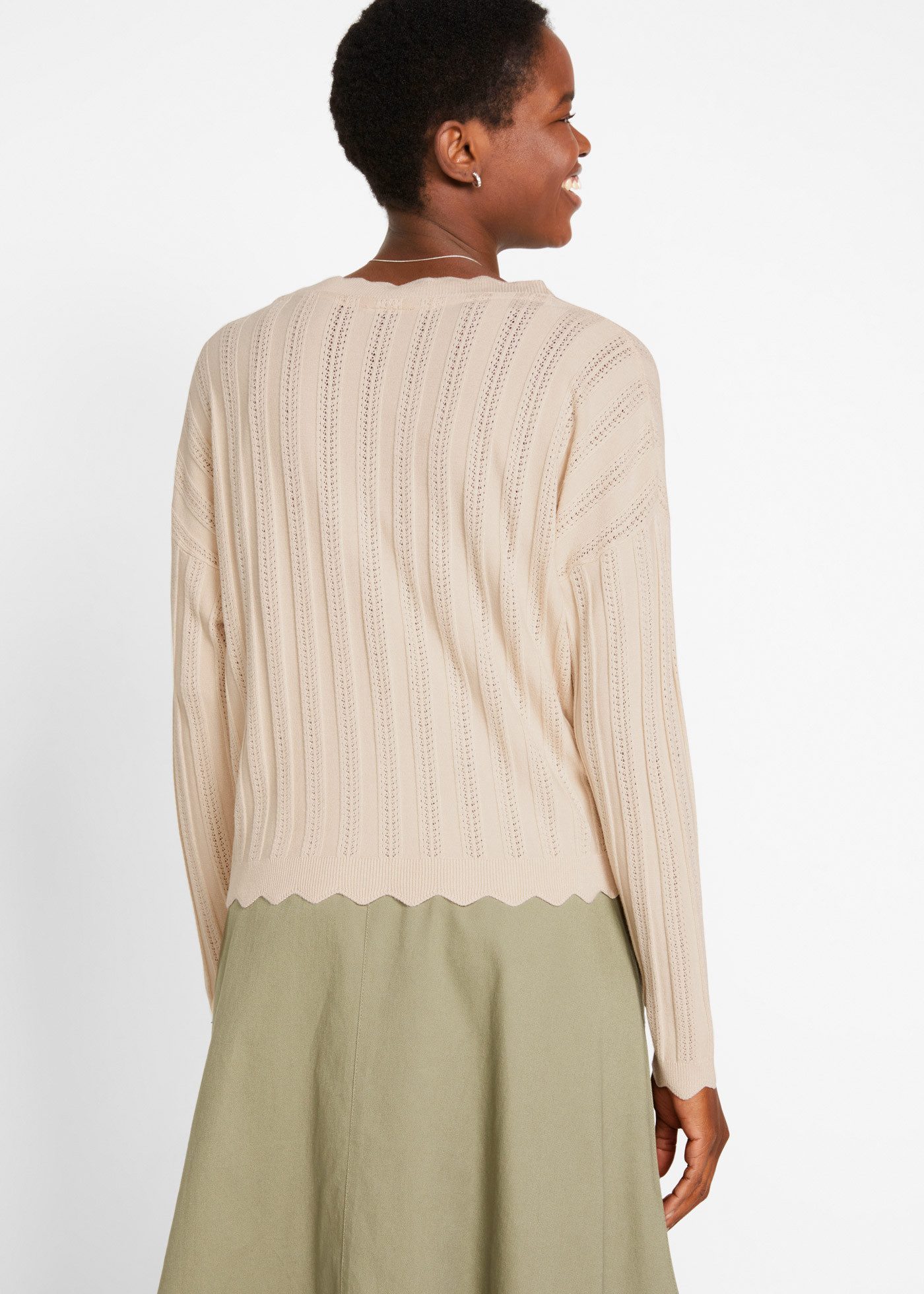 bonprix Strickjacke Oversize-Passform, mit Ajour-Muster, für festlichen Look