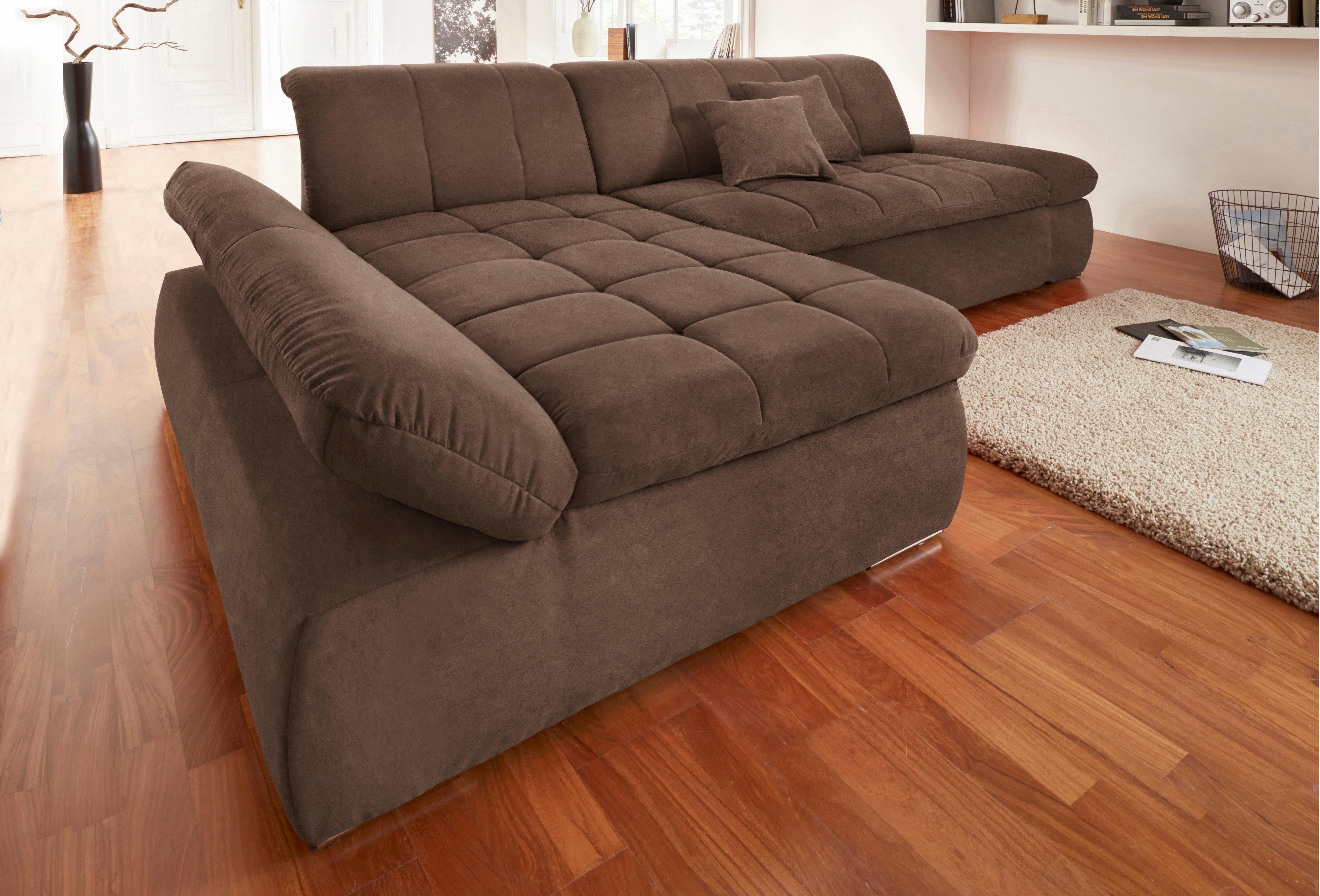 DOMO collection Ecksofa NMoric XXL, B/T/H: 300/172/80cm, L-Form, wahlweise mit Bettfunktion und Armlehnverstellung