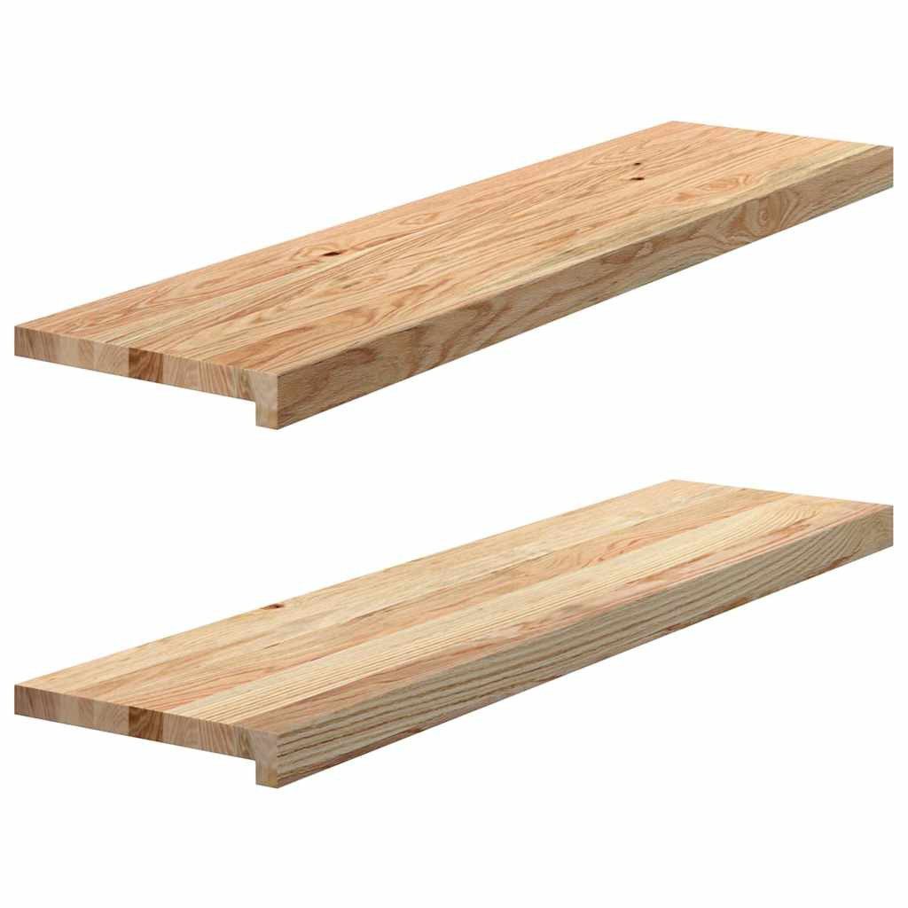 vidaXL Stufenmatte Treppenstufen 2 Stk Unbehandelt 100x25x2 cm Massivholz Eiche