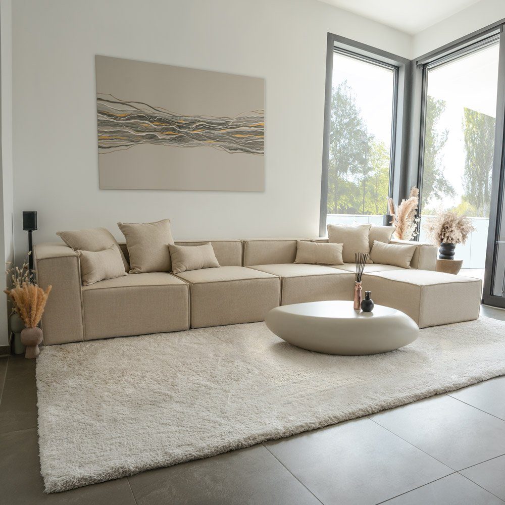 VERONA Wohnlandschaft Modulares Ecksofa XL, Beige HOME DELUXE Modulsofa Sofa Sofa