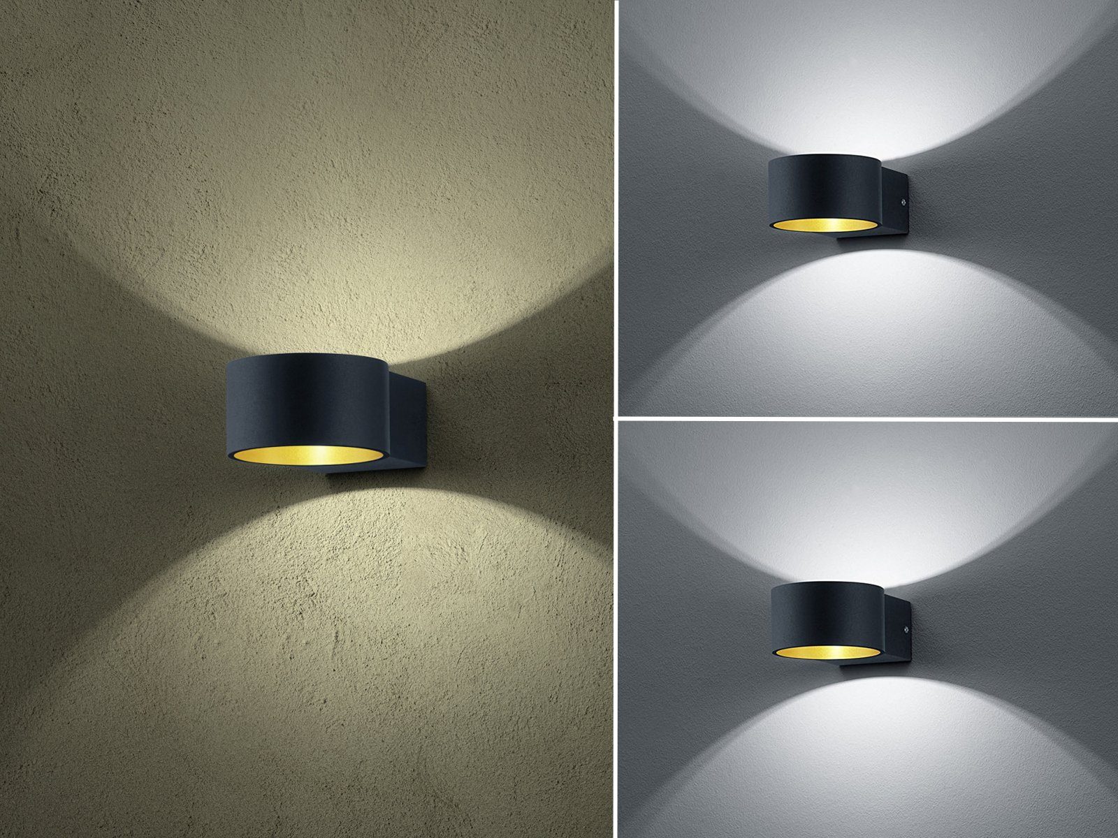 TRIO Leuchten LED Wandleuchte, LED fest integriert, Warmweiß, 2er Set kleine LED Wand-strahler innen Lichtspots Treppenaufgang H 6cm