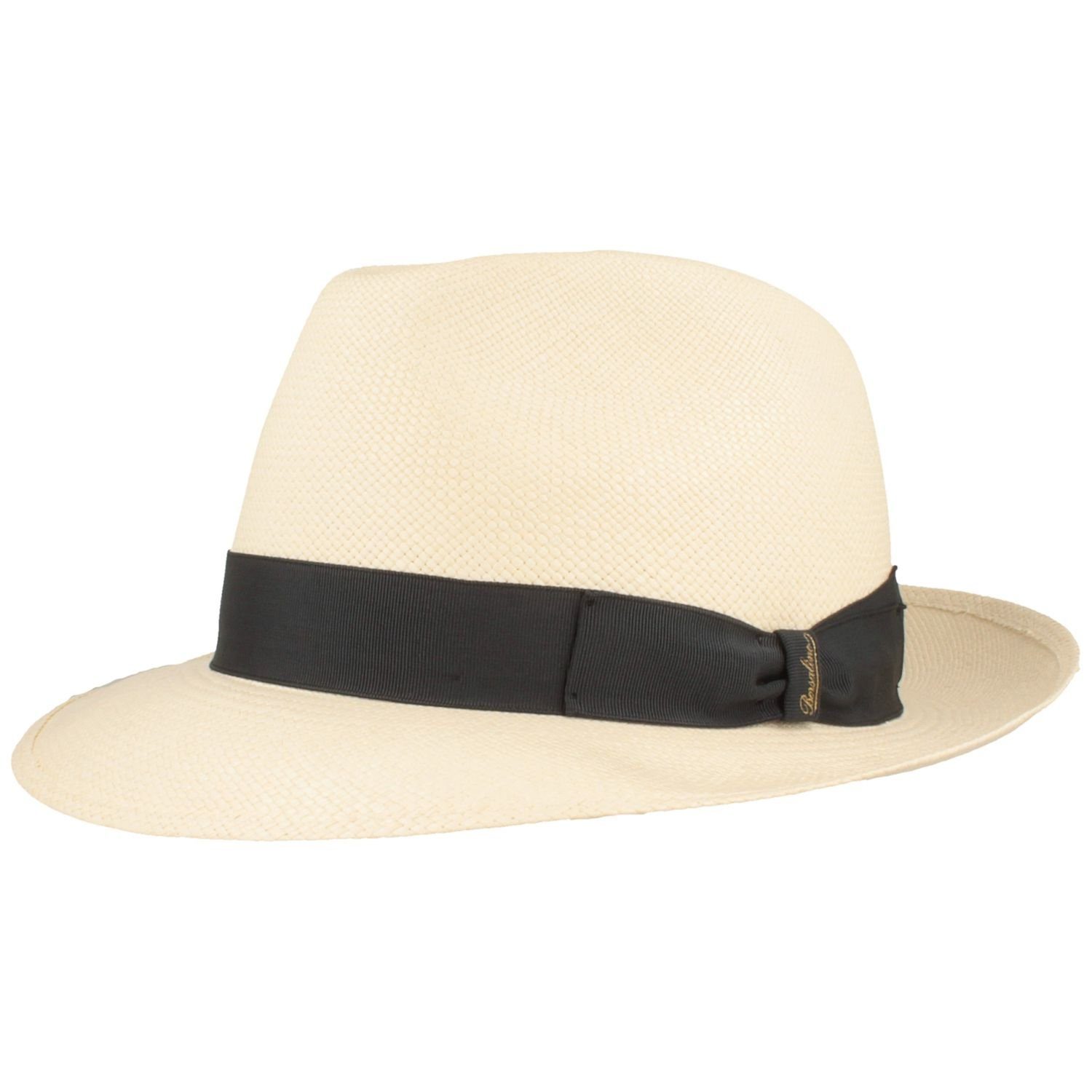 Borsalino Strohhut hochwertiger handgeflochtener Panama Hut Quito 7580 natur/Bd. rauchblau