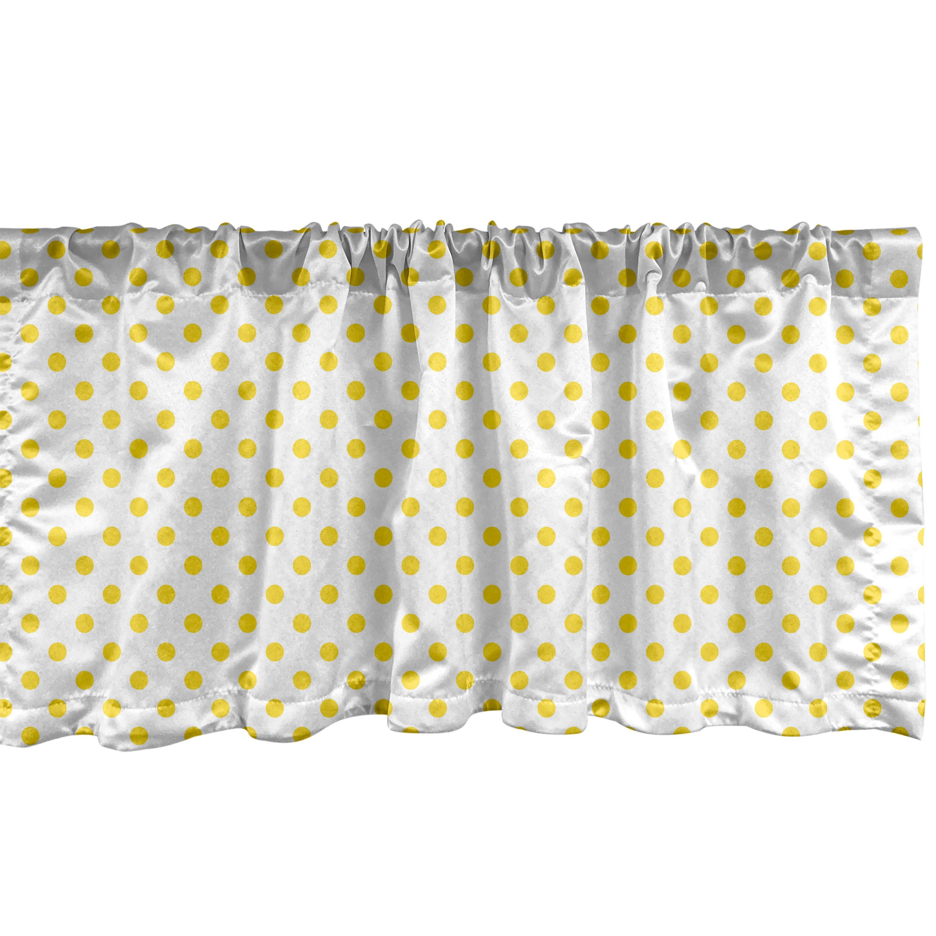 Scheibengardine Vorhang Volant für Küche Schlafzimmer Dekor mit Stangentasche, Abakuhaus, Microfaser, Retro Picknick Yellow Spots