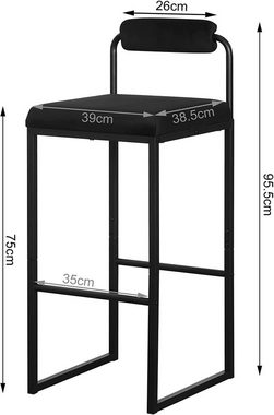 Woltu Barhocker (4 St), Hochstuhl mit Fußstütze Samthocker mit Polsterung
