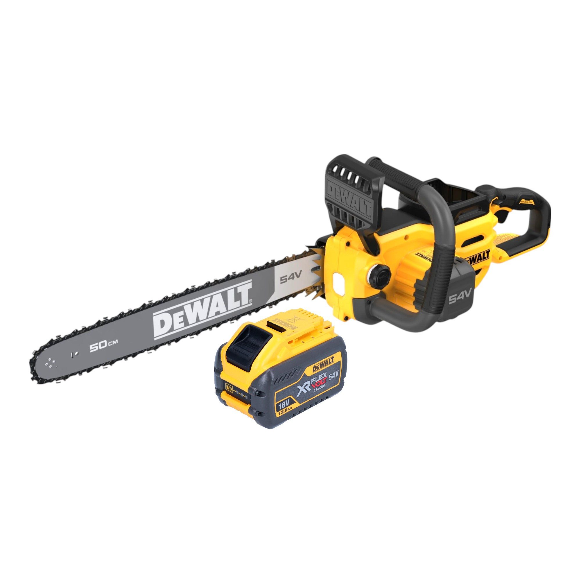 DeWalt Benzin-Kettensäge DCMCS 575 N 54 V FlexVolt 50 cm Brushless + 1x Akku 12,0Ah - ohne Lade