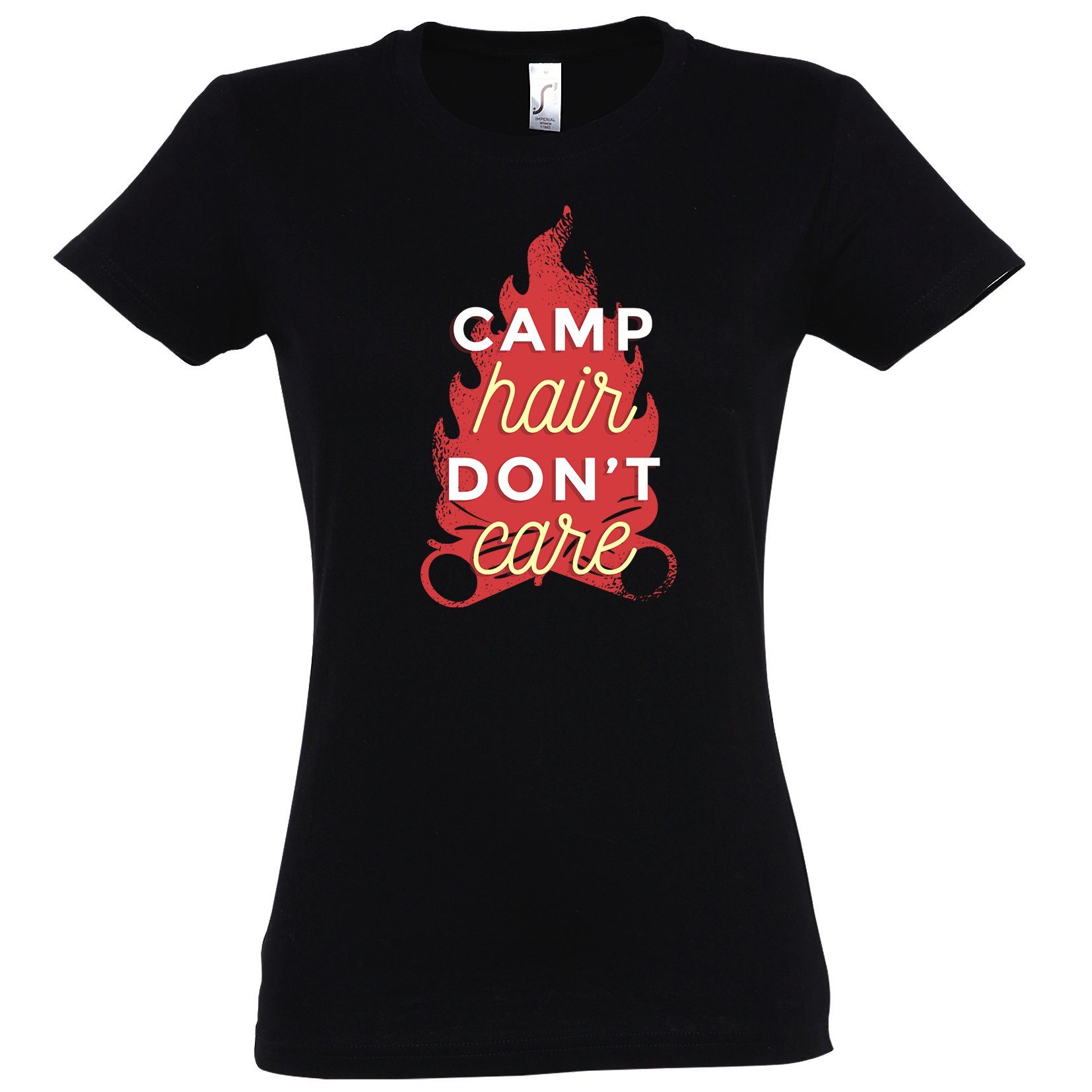 Youth Designz T-Shirt Camp Hair Dont Care Damen Shirt mit lustigem Camping Frontprint