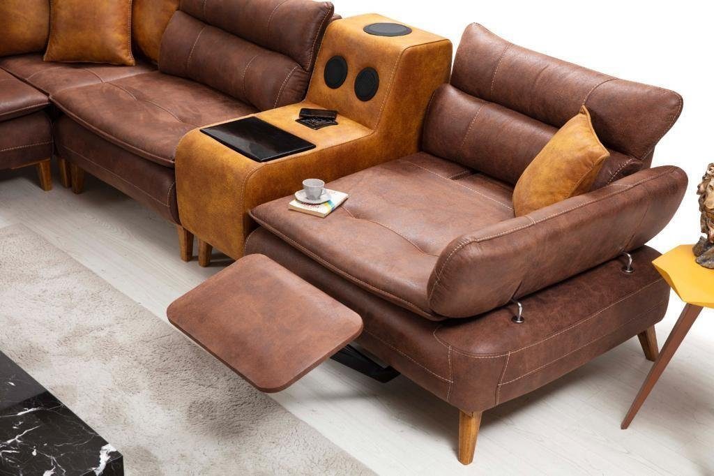 JVmoebel Couch Wohnlandschaft in Neu, Luxus Europe Sofa Multifunktions Made Braunes Ecksofa