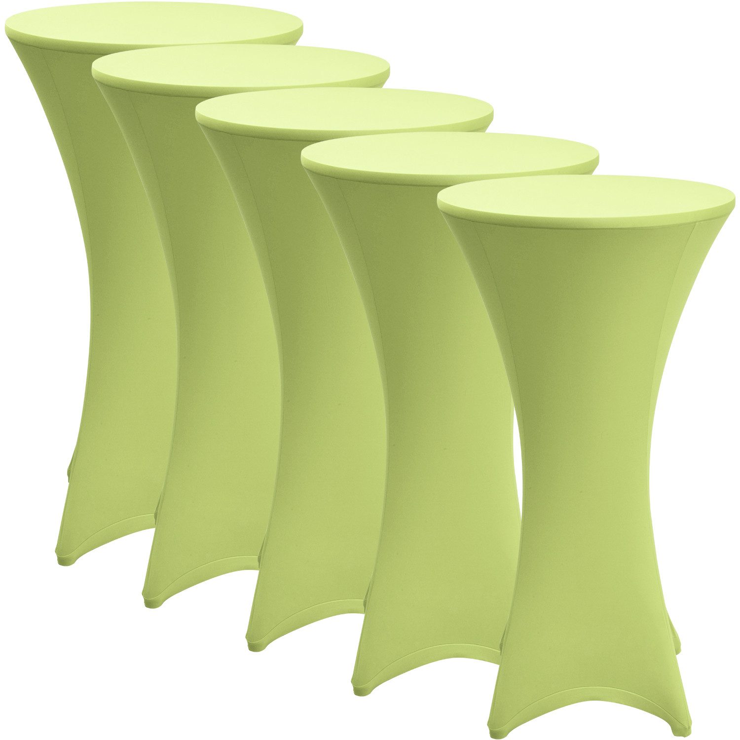 Beautissu Stehtischhusse Stretch Stehtisch Bistrotisch Husse, Ø80cm, Grün, 5er Set, Verstärkung im Fußbereich & 40°C waschbar, rutschfest & bügelfreie