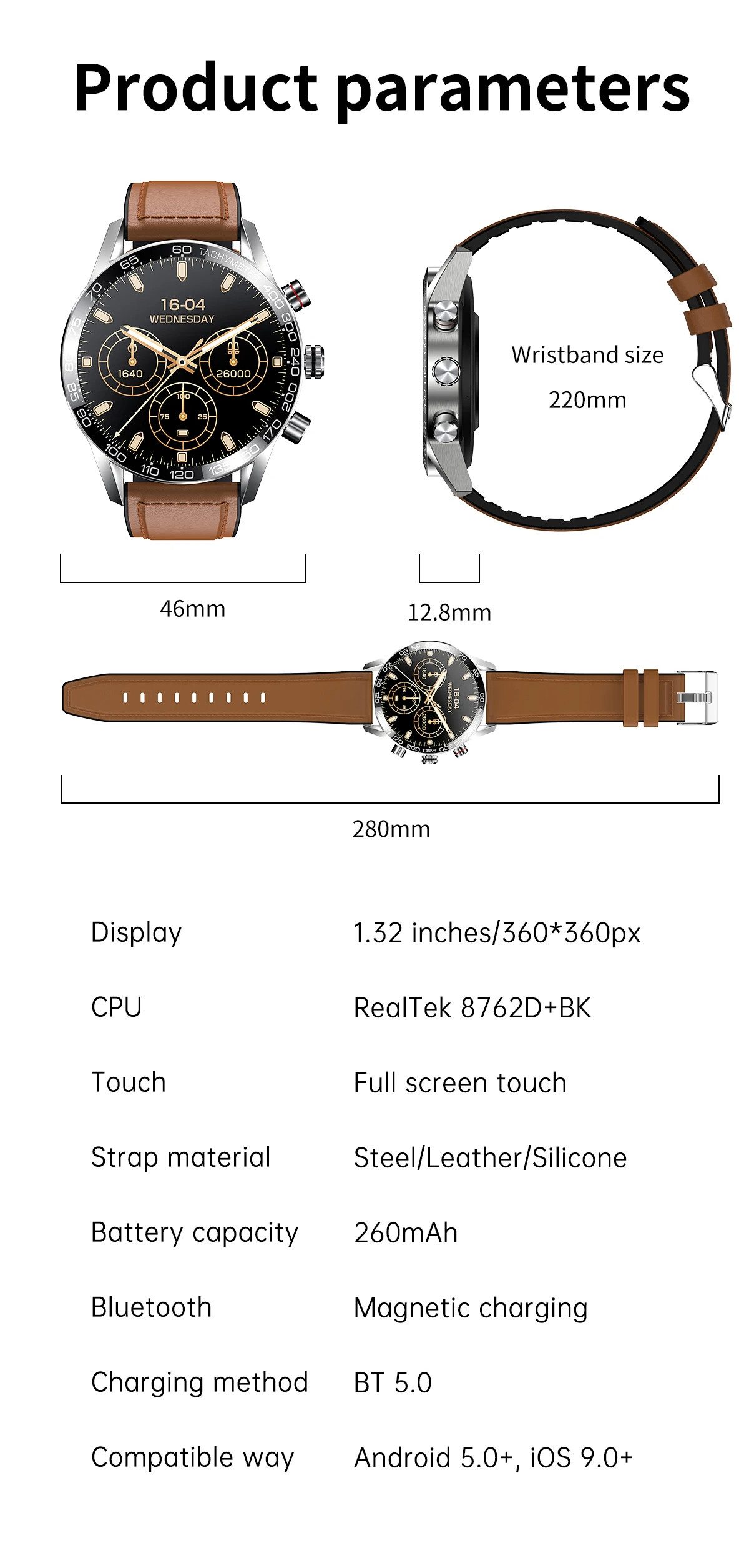 HS Amoled HD-Bildschirm Bluetooth Anruf IP67 wasserdicht Smart Uhr Smartwatch