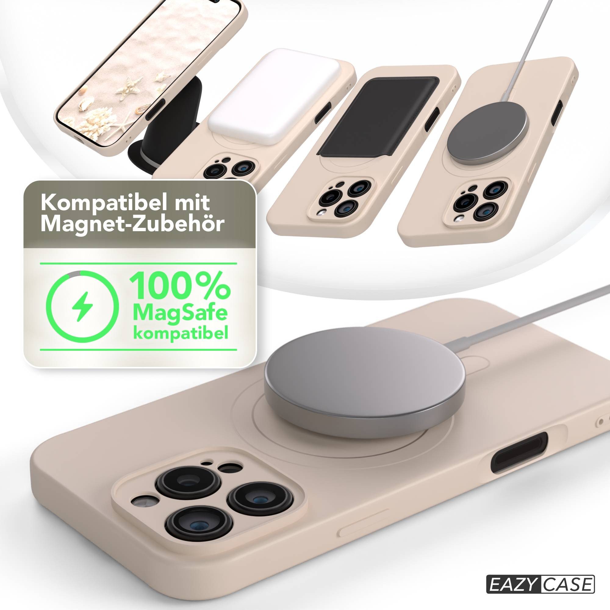 EAZY CASE Handyhülle für Apple iPhone 16 Pro Max Hülle Silikon 6,9 Zoll, Schutzcase mit MagSafe Slimcover Silikonschutzhülle elastisch Taupe – Bild 5 von 5
