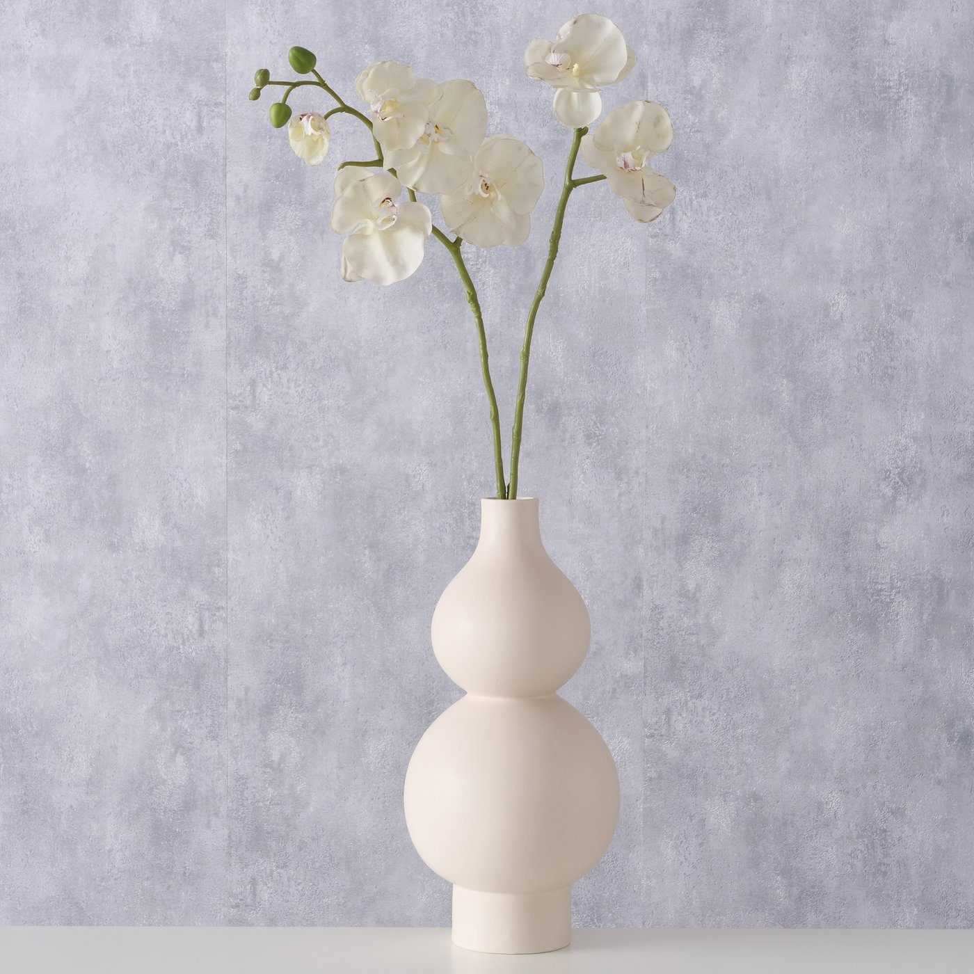 BOLTZE Dekovase "Marovo" aus Keramik in cremeweiß, Vase Blumenvase