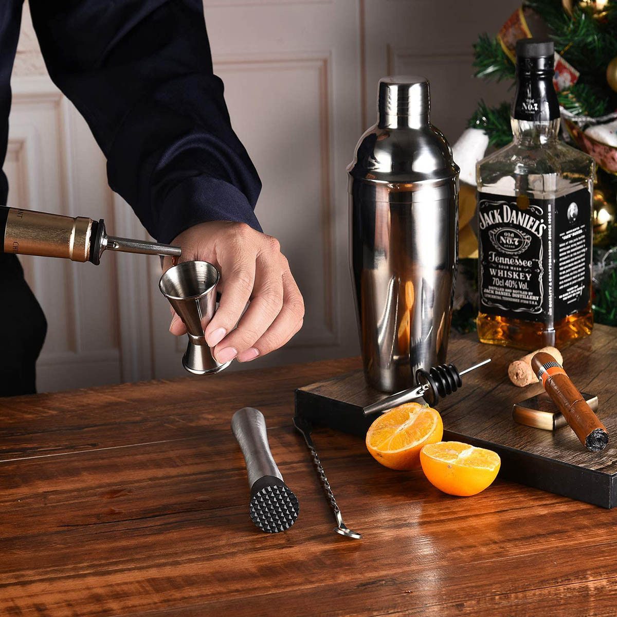 Faizee Möbel Cocktail Shaker Cocktail-Set, Cocktail-Shaker, Shaker-Set, 7-tlg SilberbBar Zubehör, Edelstahl, (7-tlg)
