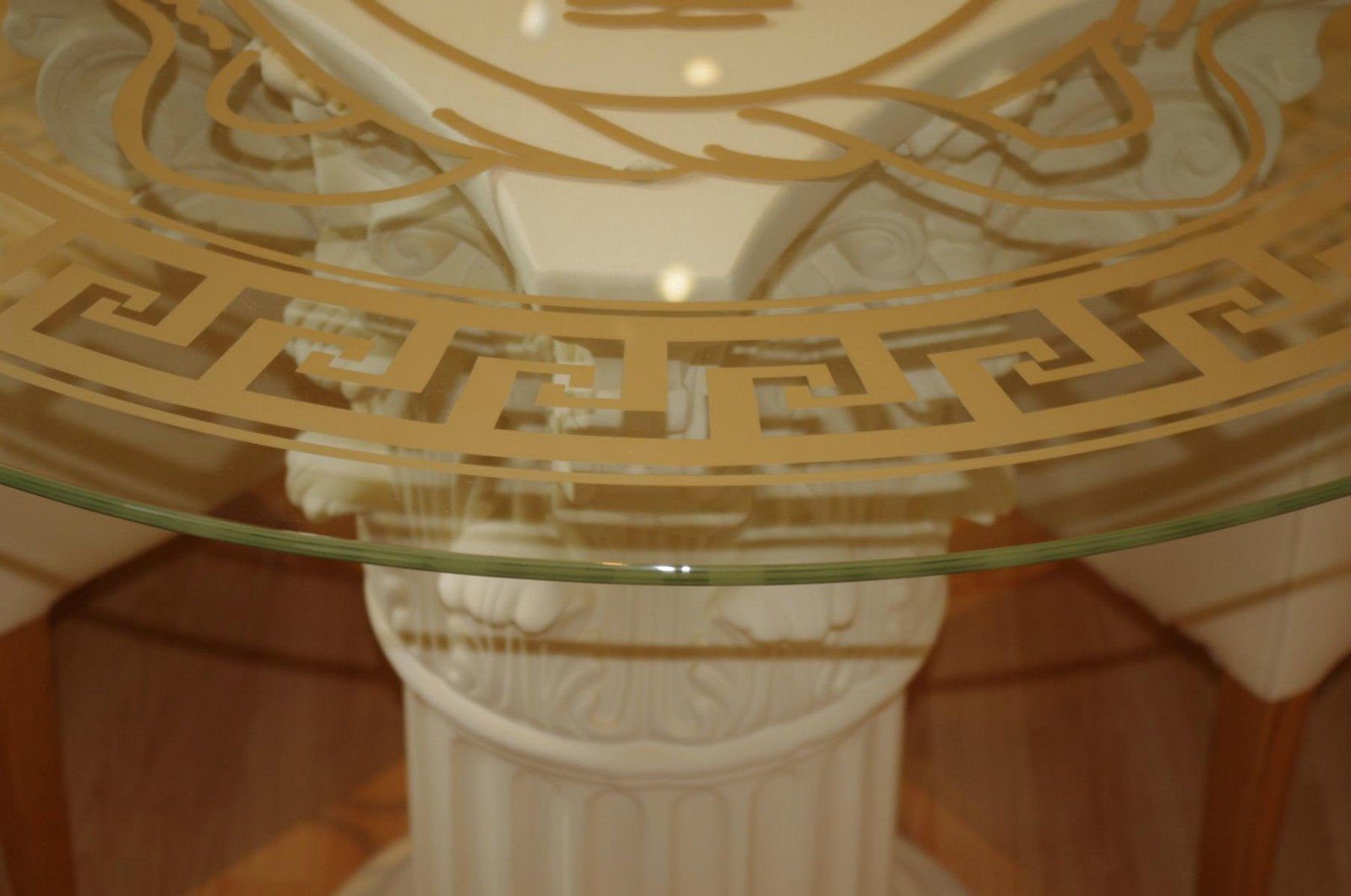 Antikes Wohndesign Barock Runder Glas Säulen-Esstisch Esstisch Antiker Medusa Küchentisch Römischer
