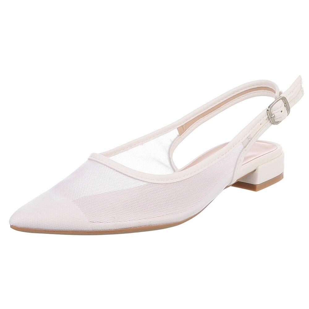 Ital-Design Elegante Sling-Pumps mit atmungsaktivem Obermaterial und Blockabsatz Schnürpumps (91512343) Blockabsatz Schnür- & Riemchenpumps in Weiß