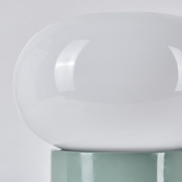 hofstein Tischleuchte moderne Nachttischlampe aus Metall/Glas in Türkis/Weiß, ohne Leuchtmittel, runde Tischlampe, Ø 15cm, Höhe 22cm, mit An-/Ausschalter, 1 x E27