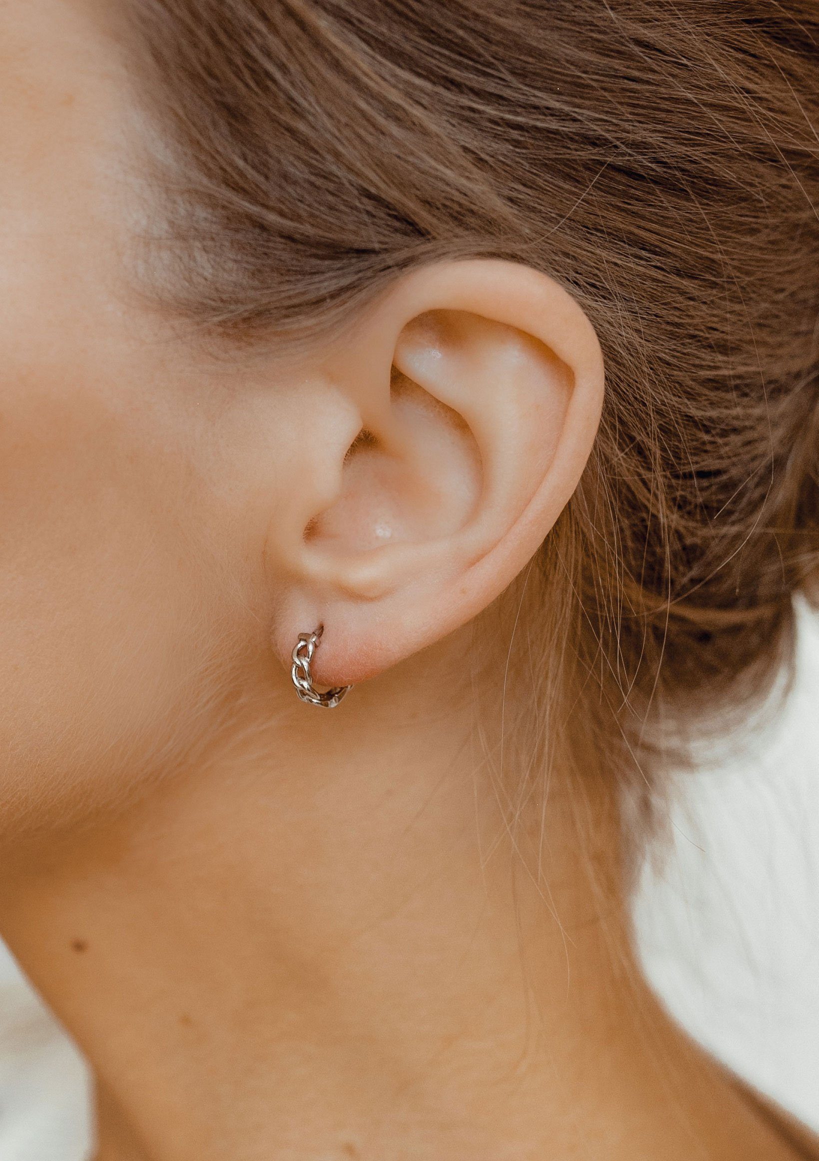 Hey Happiness Paar Creolen Silber Glieder, 18K Roségold vergoldet, Kleine D günstig online kaufen