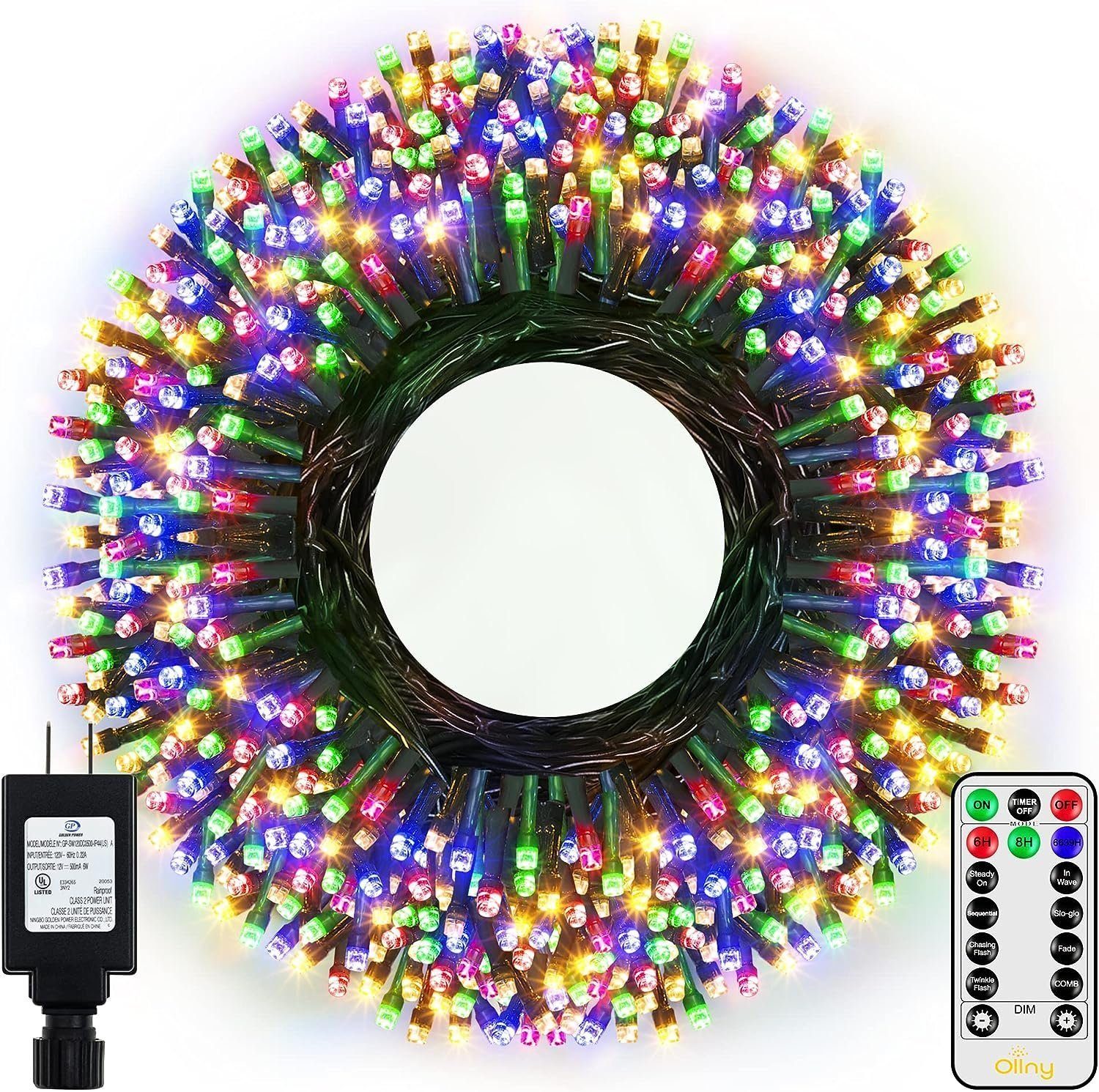 Diyarts LED-Lichterkette, 400-flammig, Timer 8 Modi & Sicherheitszertifizierung für Innen- & Außendekoration