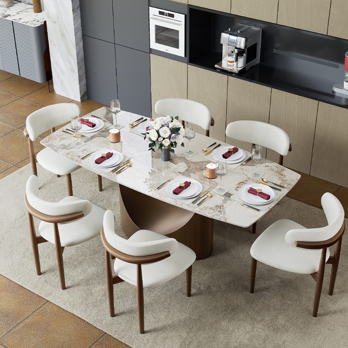 POVISON Esstisch Esszimmertisch, Küchentisch (1-St), Ausziehbarer Sinterstein-Esstisch 140-200cm für 4–6 Personen